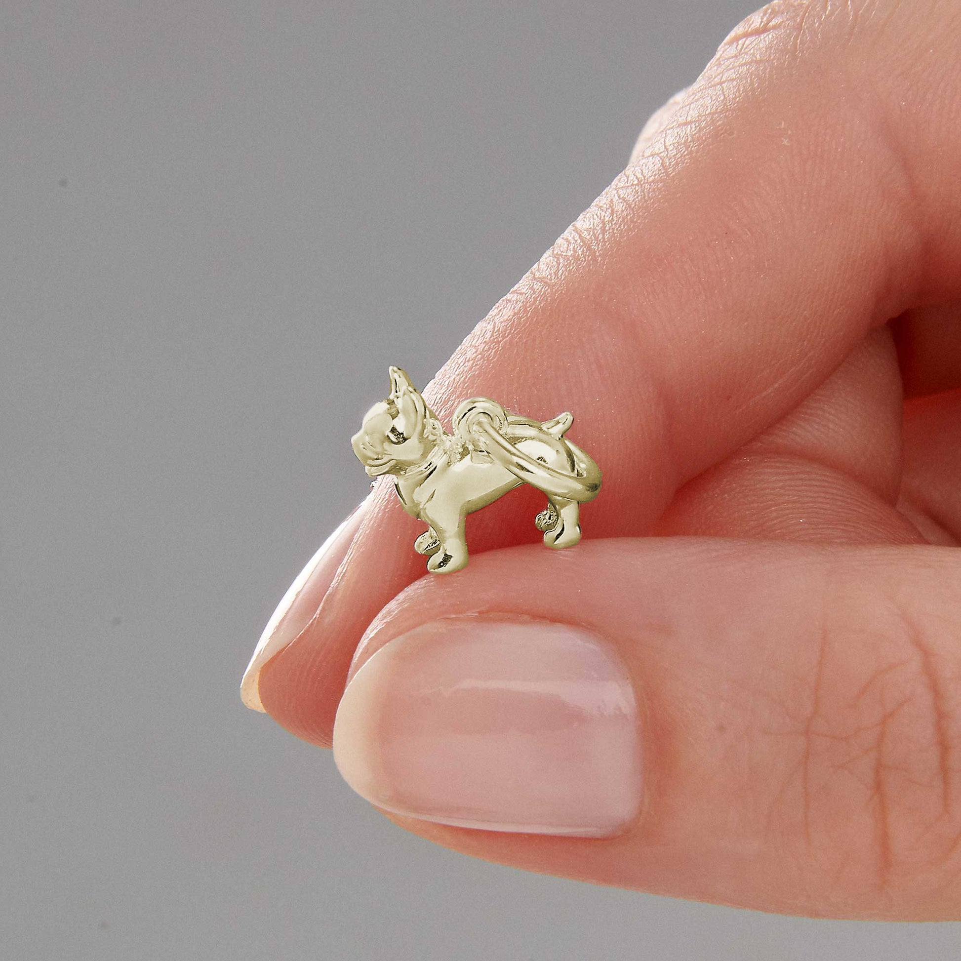 solid gold french bulldog dog charm 9k 9ct for bracelet