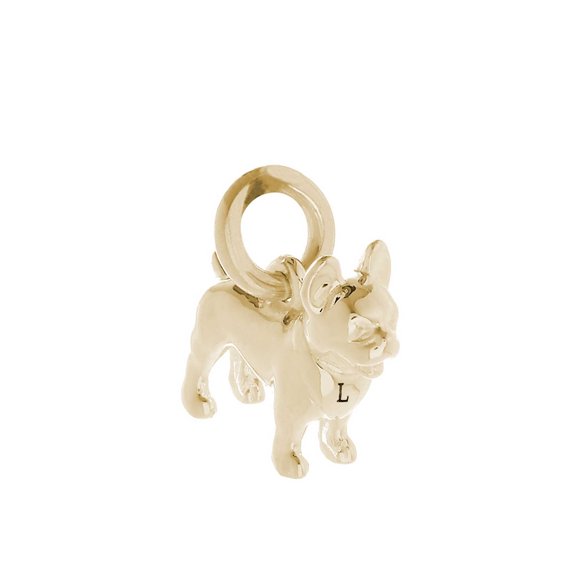 solid gold french bulldog dog charm 9k 9ct for bracelet