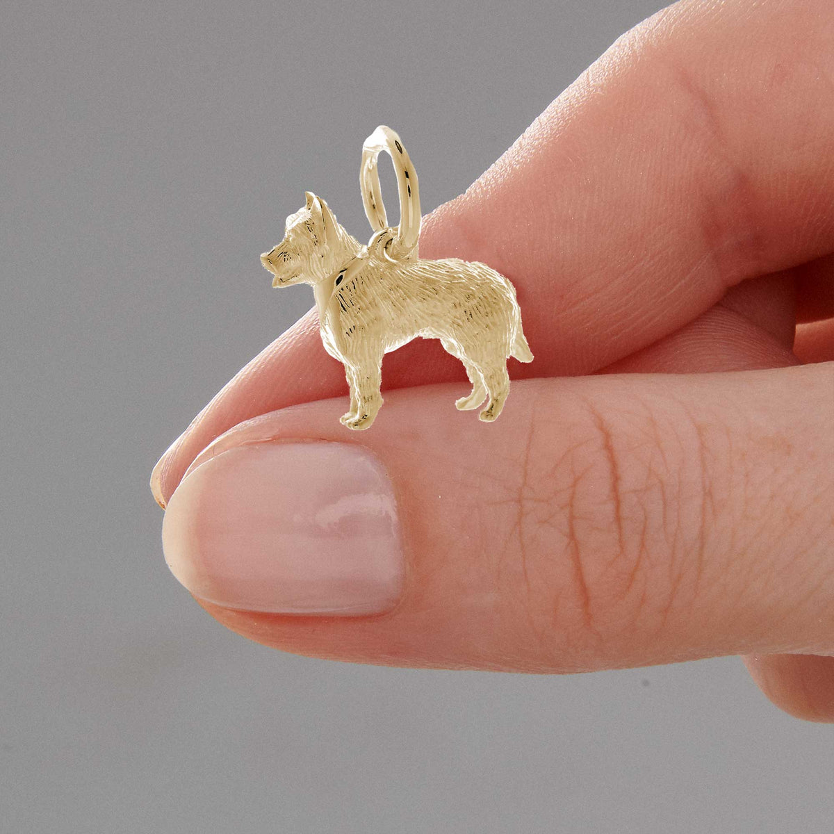 gold german shepherd charm size scarlett jewellery