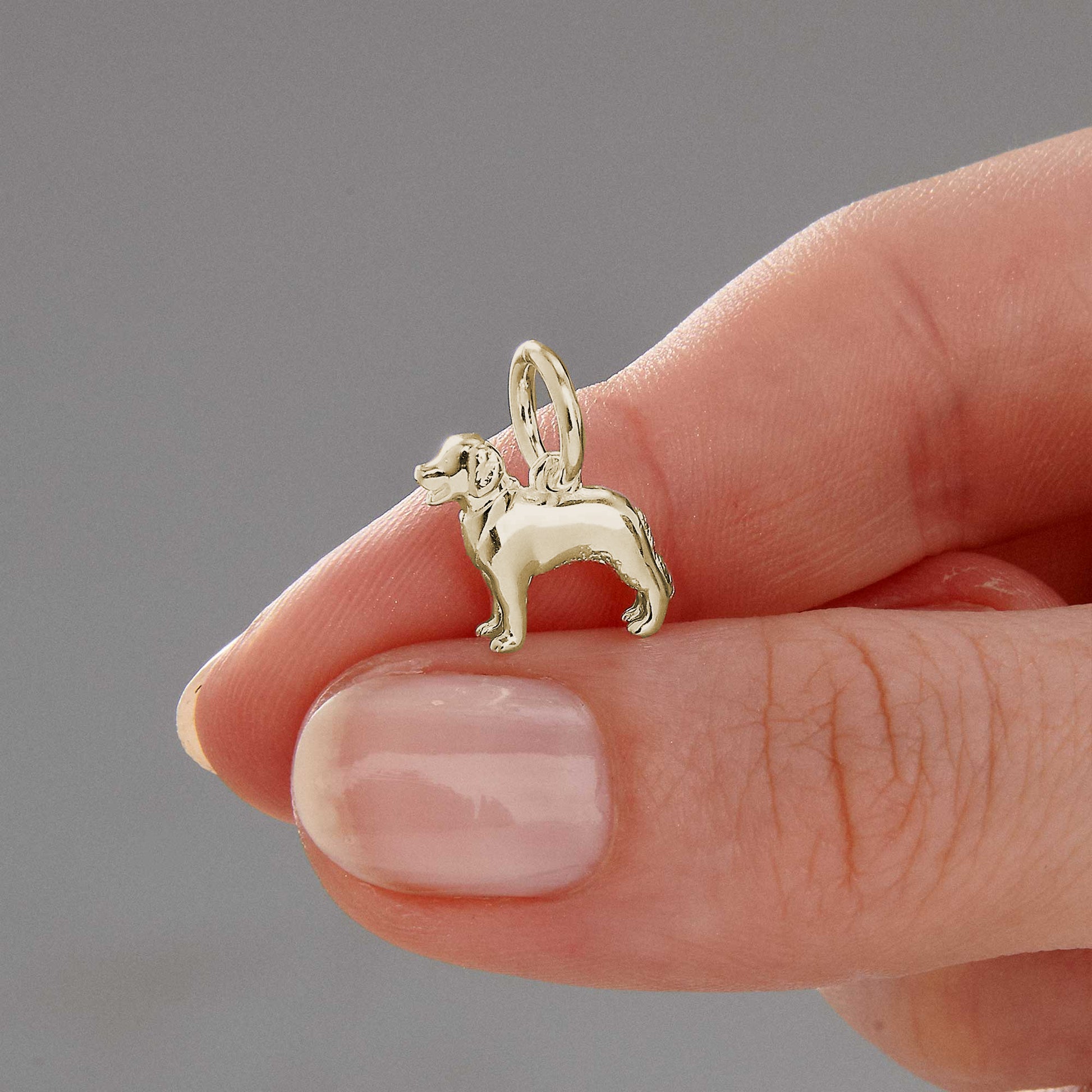 solid gold golden retriever dog charm 9k 9ct for bracelet