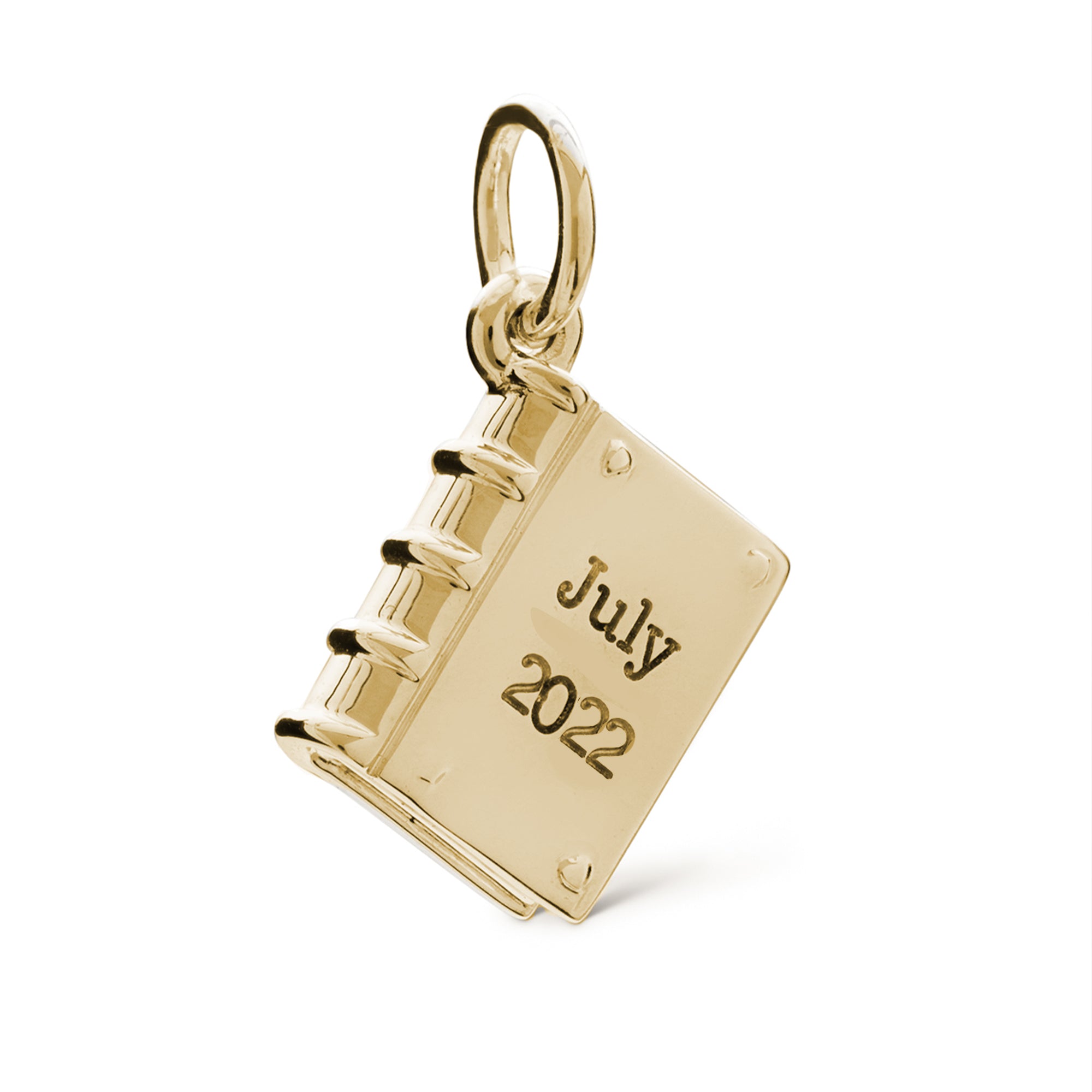 gold plated silver book charm engraved with date for birthday gift charm bracelet pendant