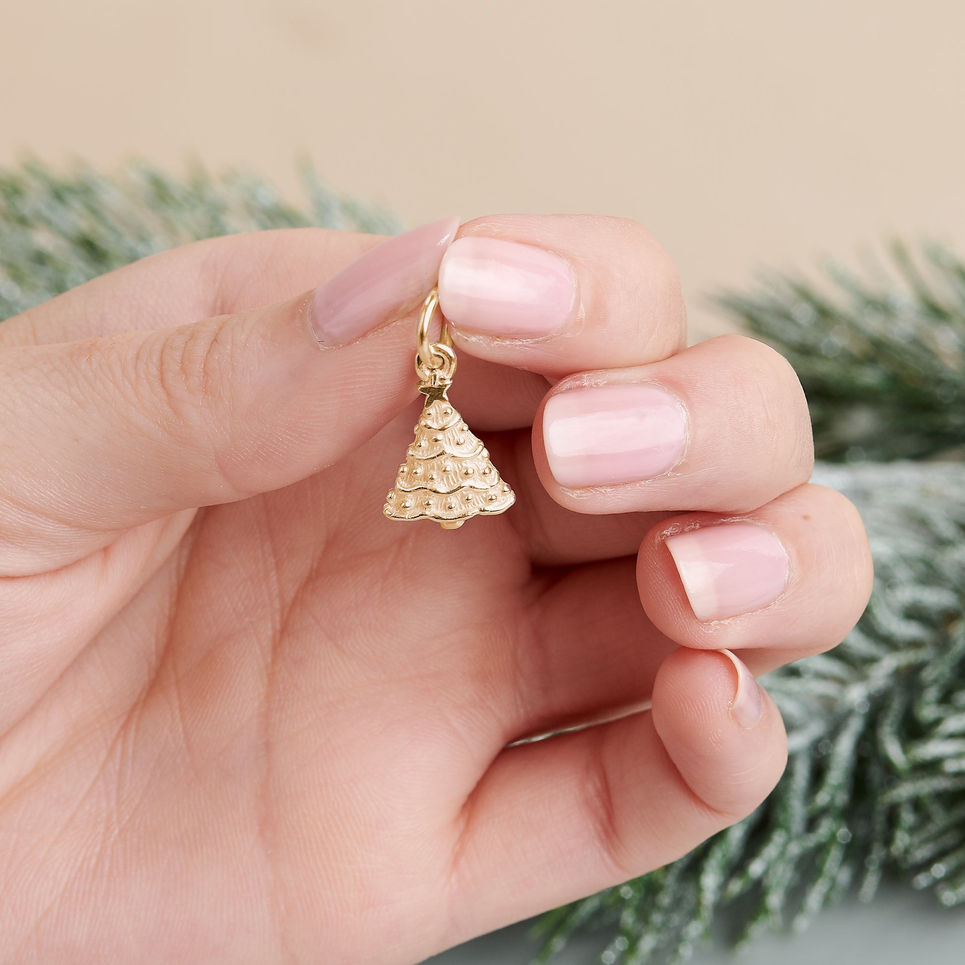 silver gold rose gold christmas tree charm pendant for bracelet or necklace by Scarlett Jewellery