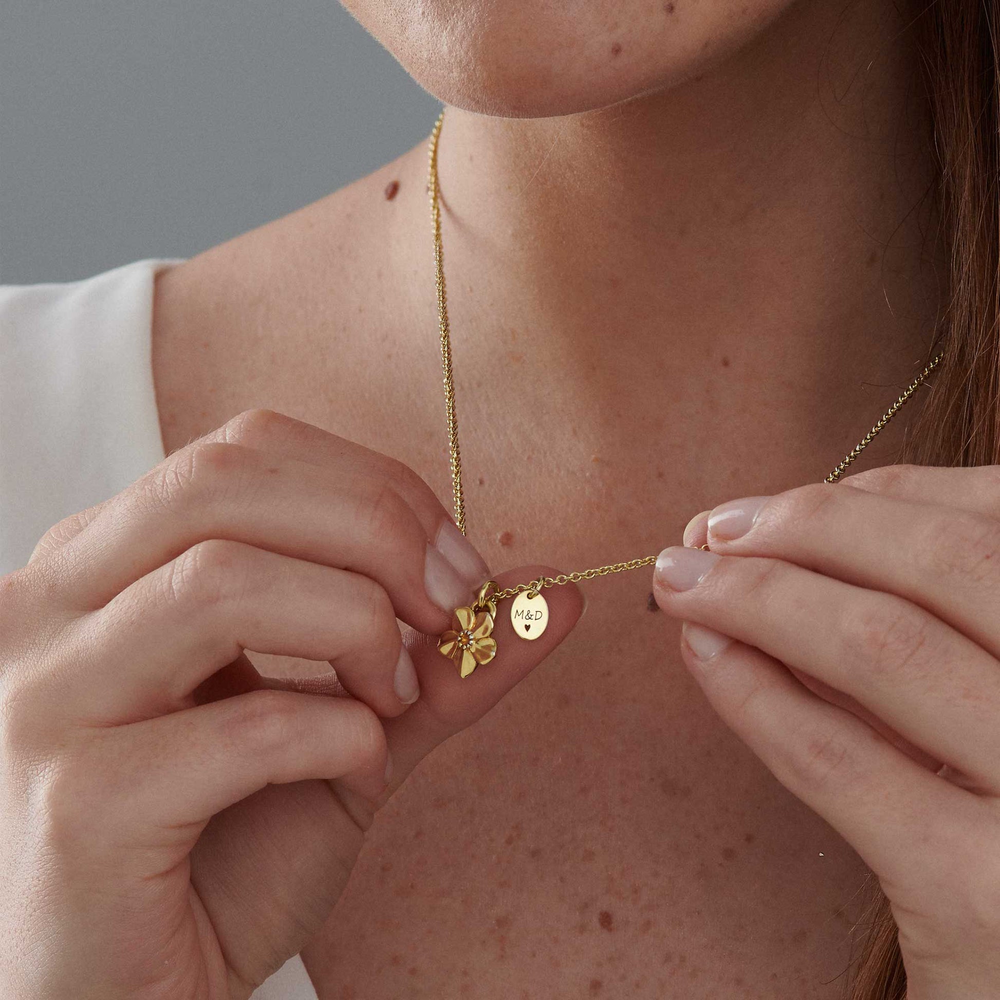 memorial jewellery forget me not everlasting memory personalised gold necklace scarlett jewellery