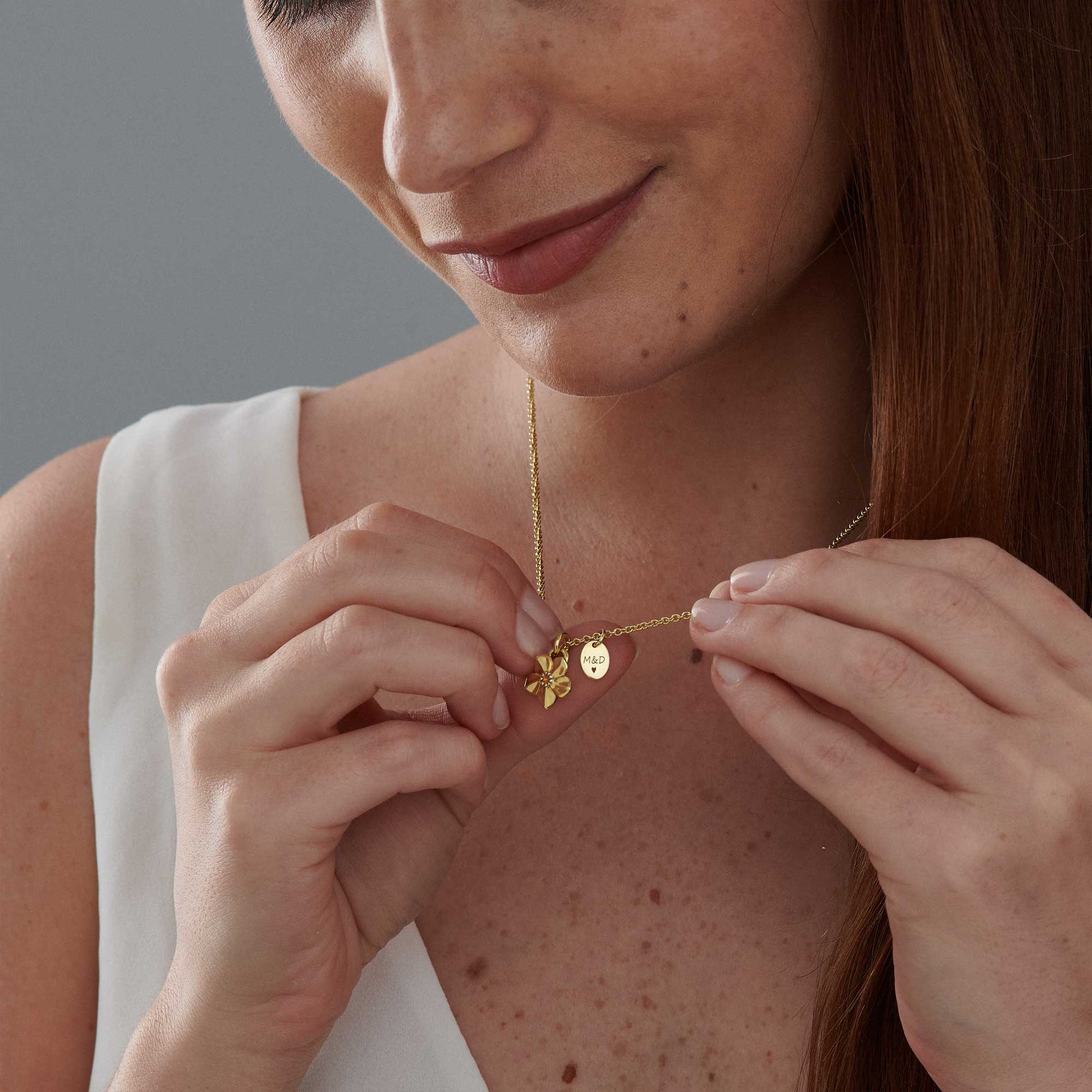 memorial jewellery forget me not everlasting memory personalised gold necklace scarlett jewellery