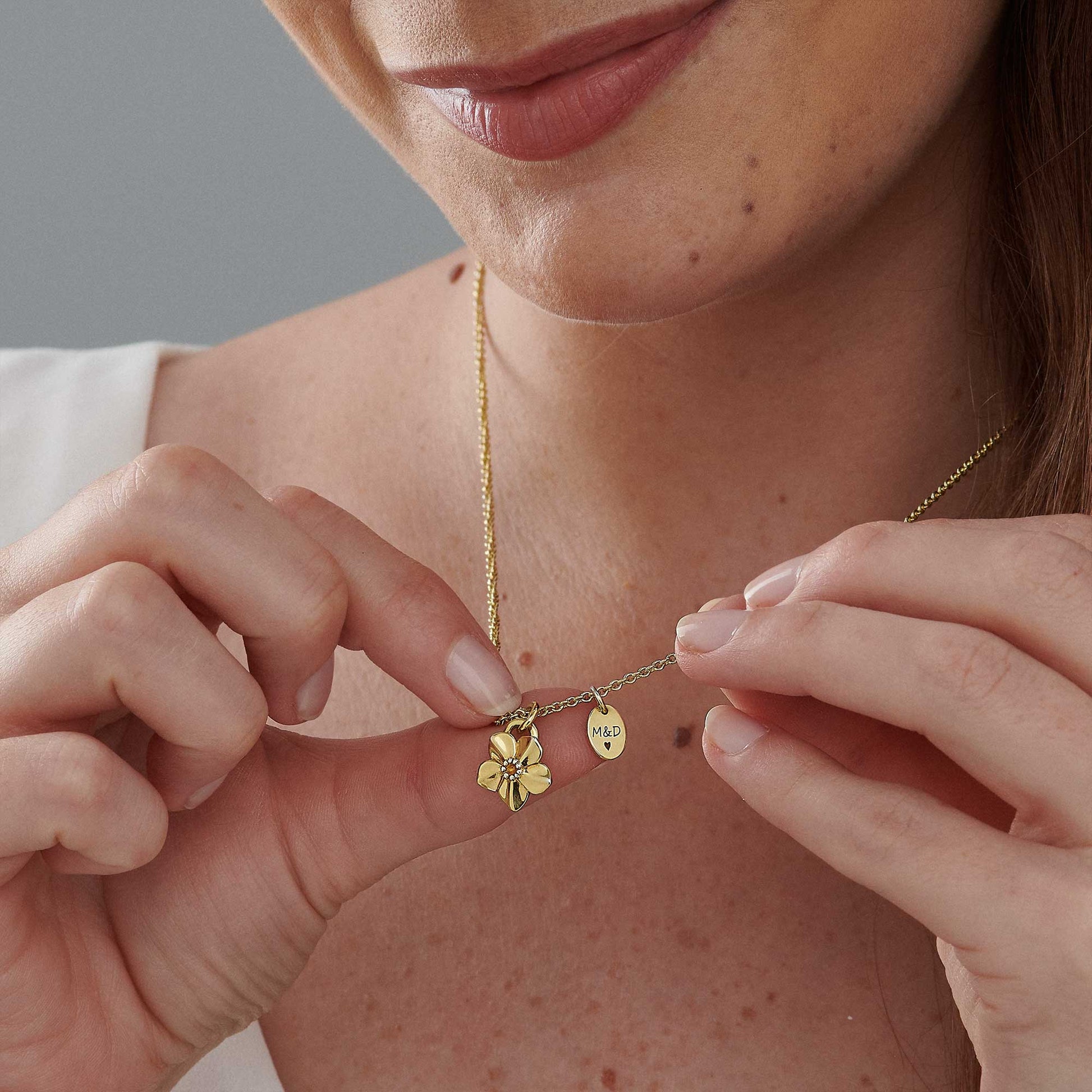 memorial jewellery forget me not everlasting memory personalised gold necklace scarlett jewellery
