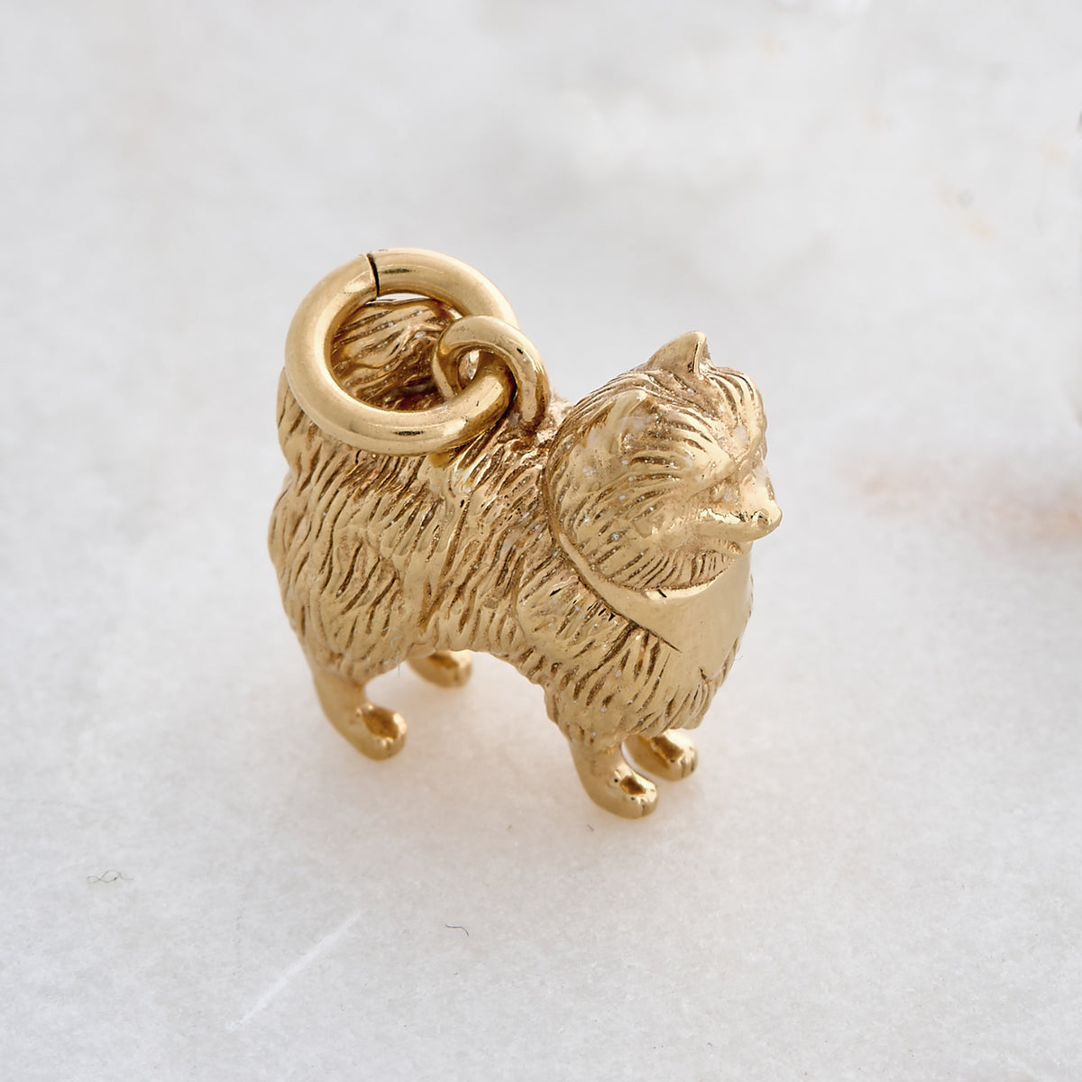 solid gold pomeranian dog charm for necklace or bracelet scarlett jewellery