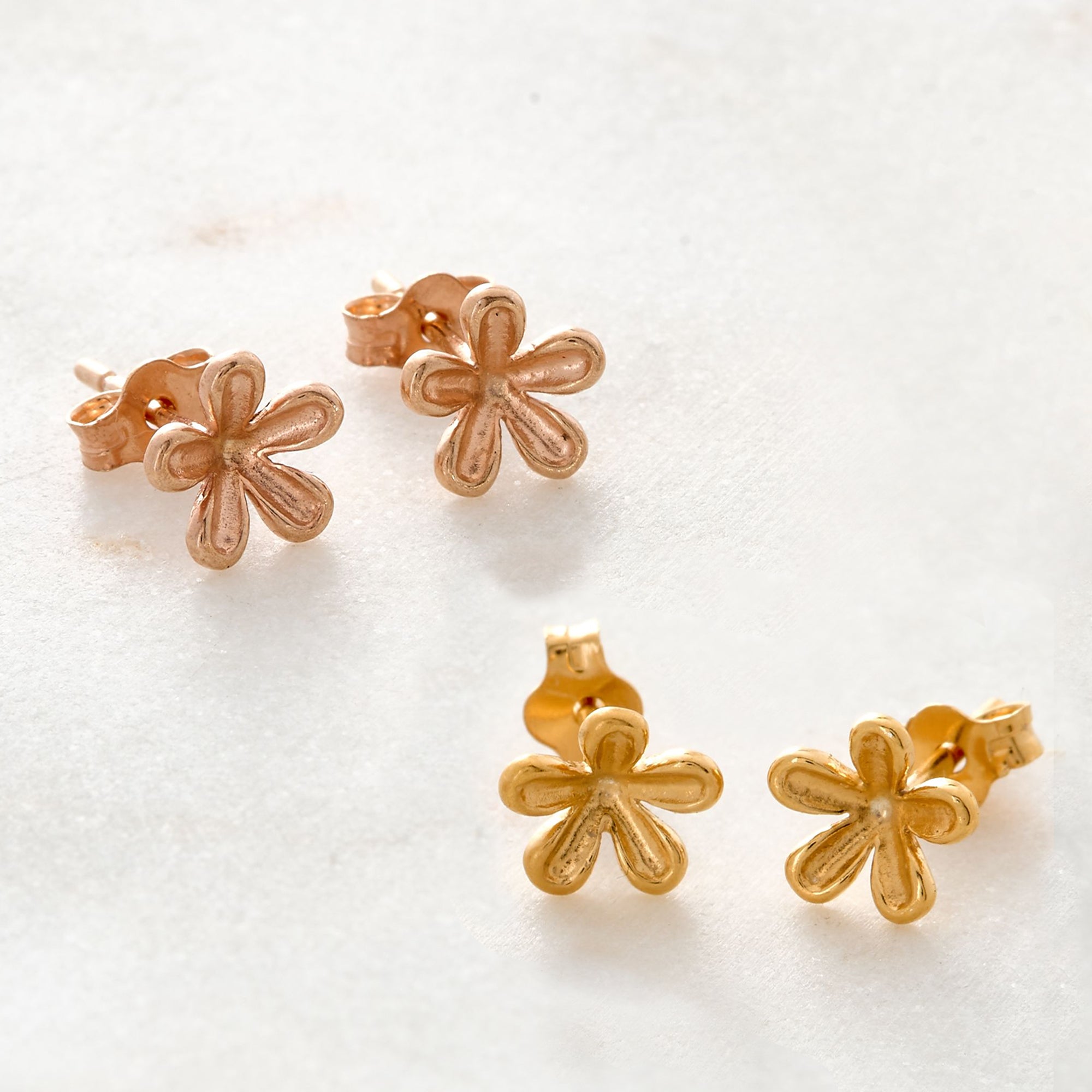 jasmine flower silver rose gold plated stud earrings Scarlett Jewellery