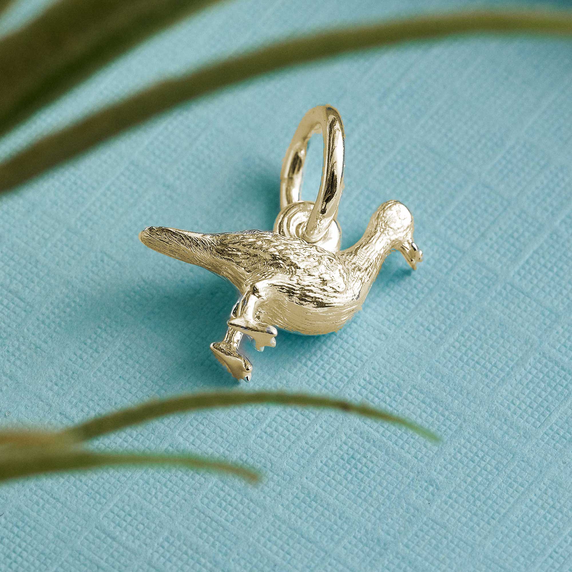 slid gold seagull charm made in Brighton UK