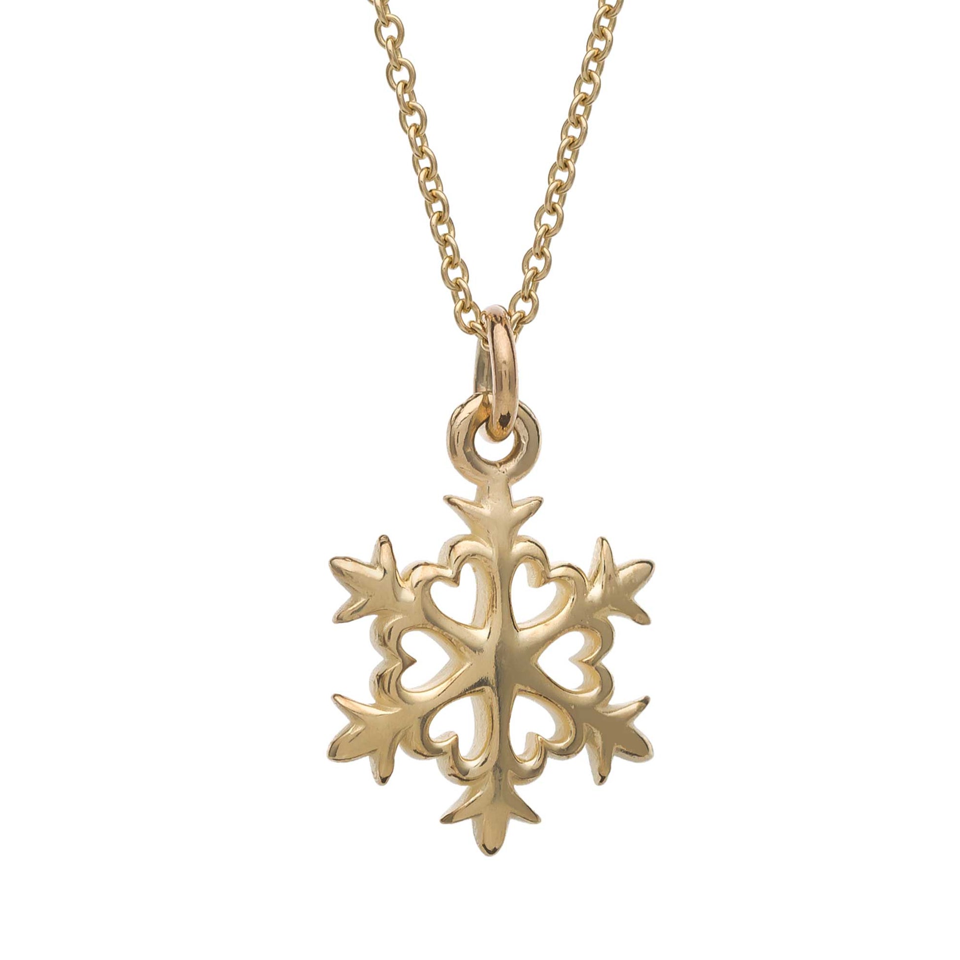 solid gold snowflake charm necklace