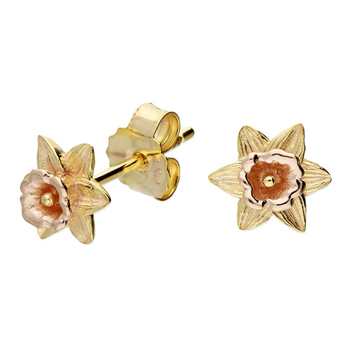gold vermeil daffodil silver stud earring Scarlett Jewellery