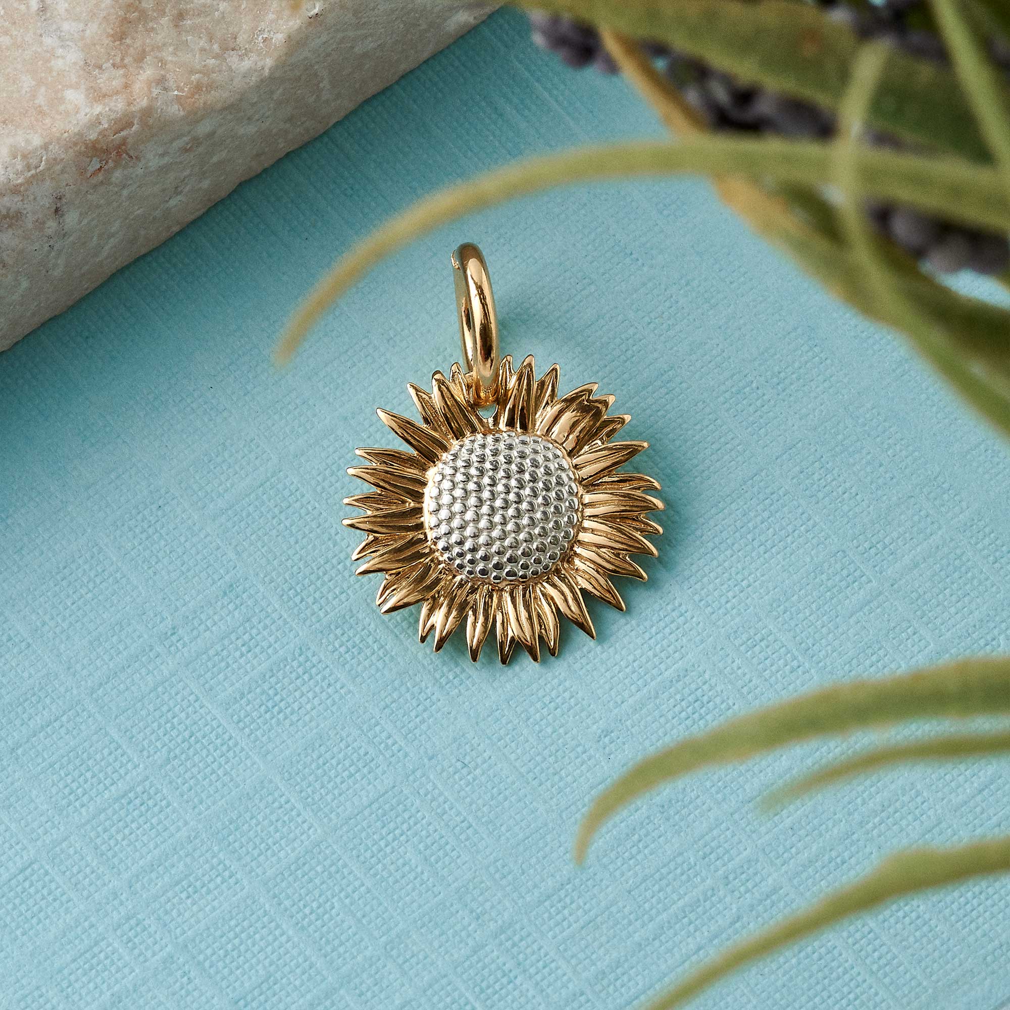 gold plated vermeil silver sunflower charm