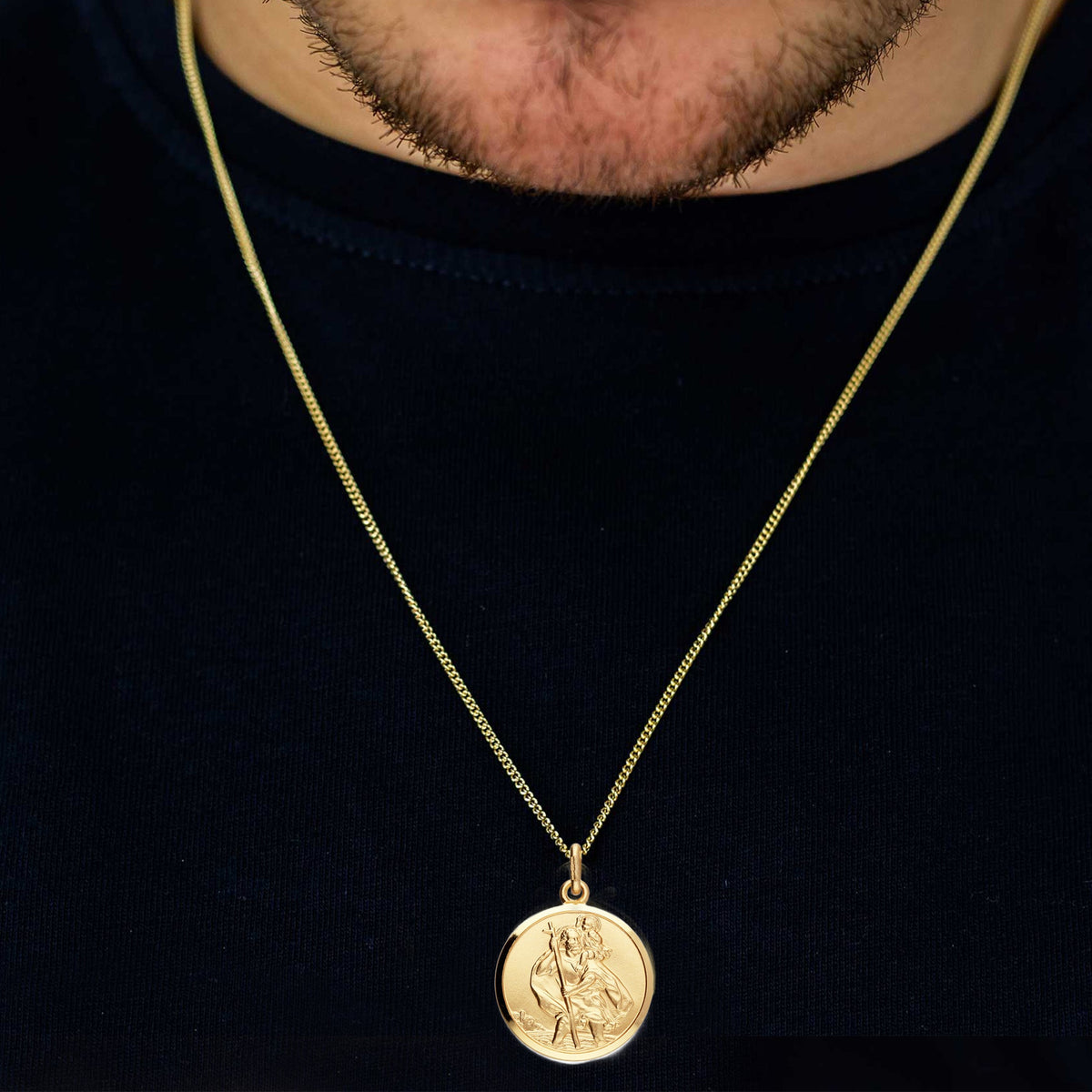 solid gold st christopher necklace off the map jewellery