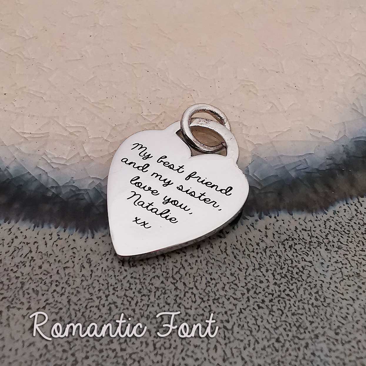 heart tag best friend tiffany style large charm engraved made in UK real sterling silver