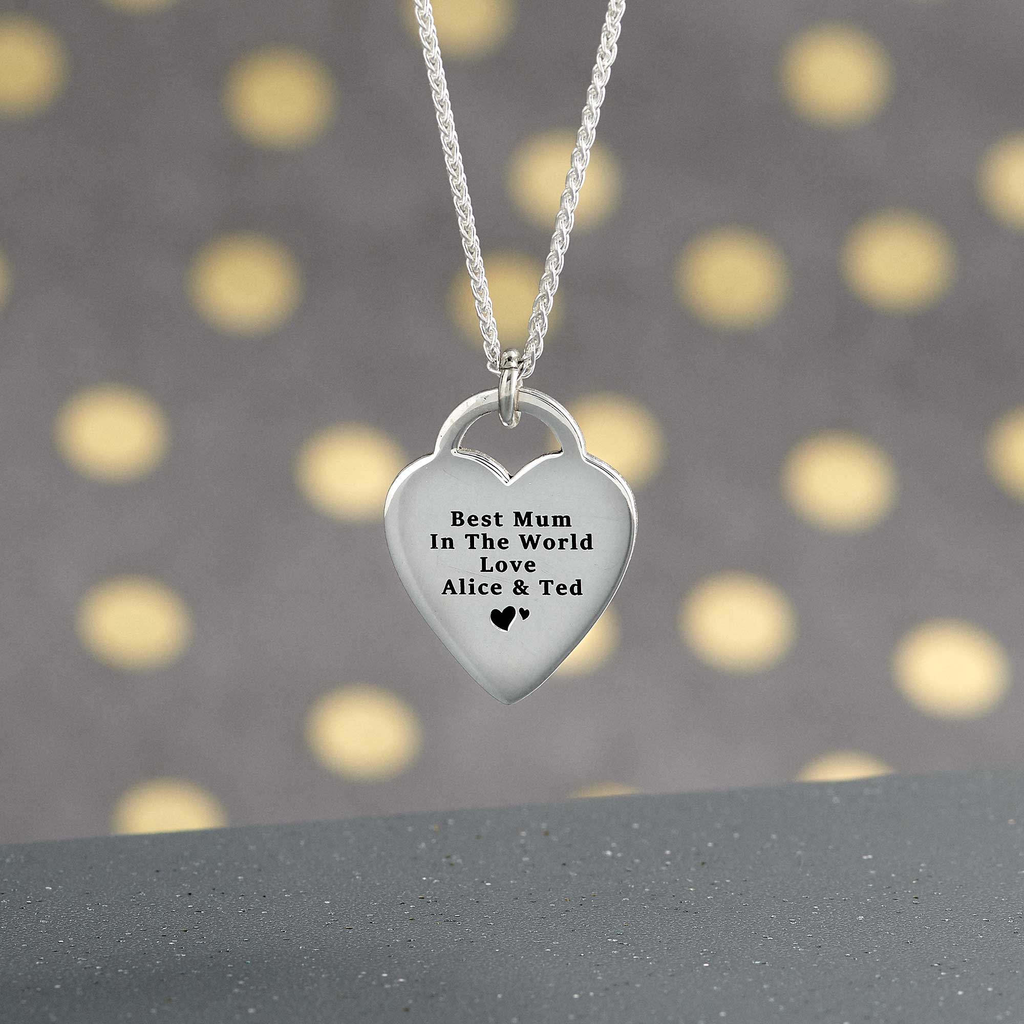 personalised heart tag necklace