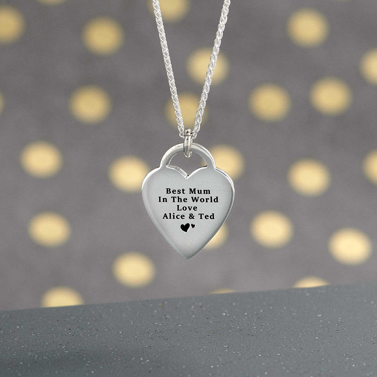 personalised heart tag necklace
