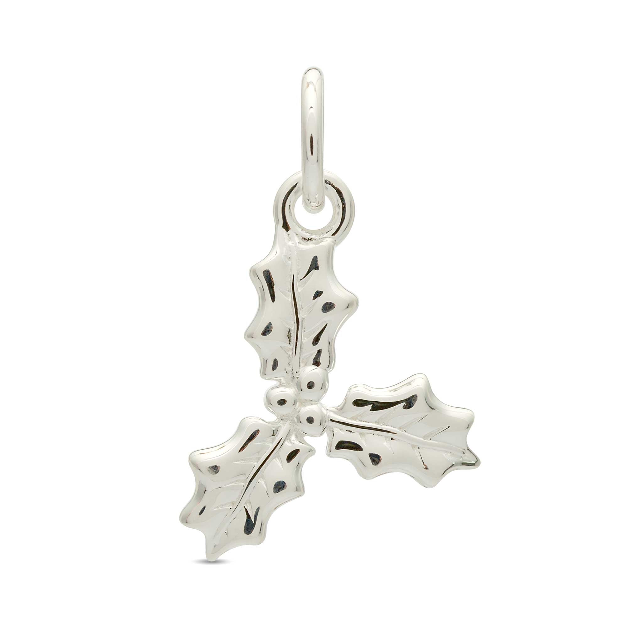 Sterling silver holly leaf charm christmas bracelet scarlett jewellery