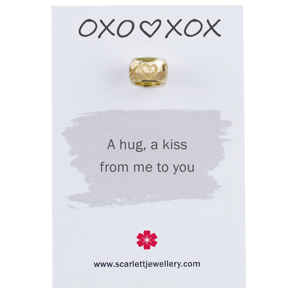 Hugs and kisses OXO XOX solid recycled gold bead charm Scarlett Jewellery
