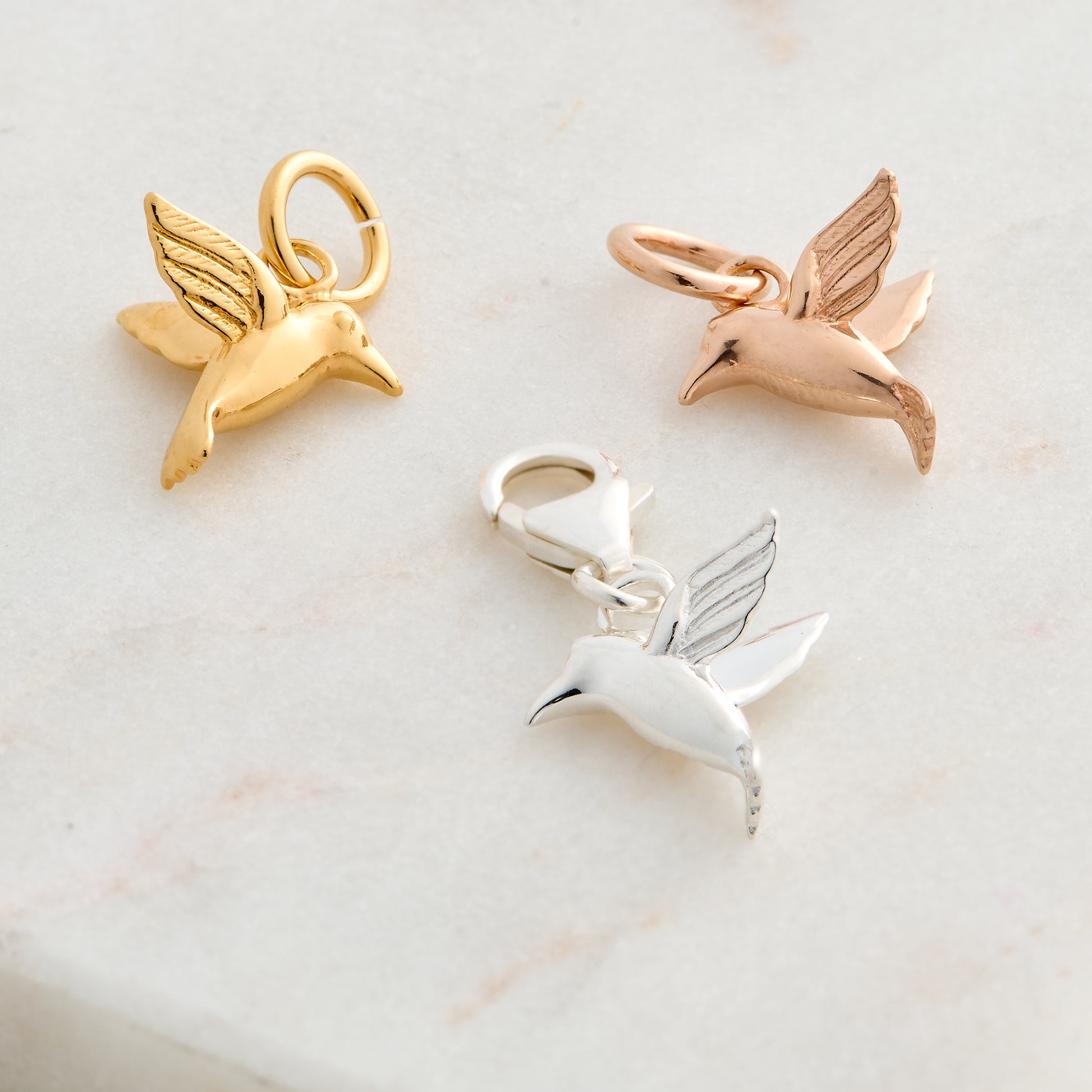 silver gold rose hummingbird charm for bracelet necklace pendant fits pandora bird charms
