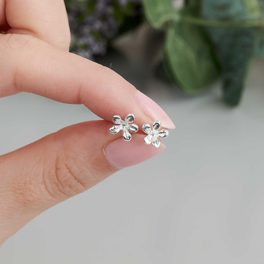silver jasmine flower stud earrings Scarlett Jewellery