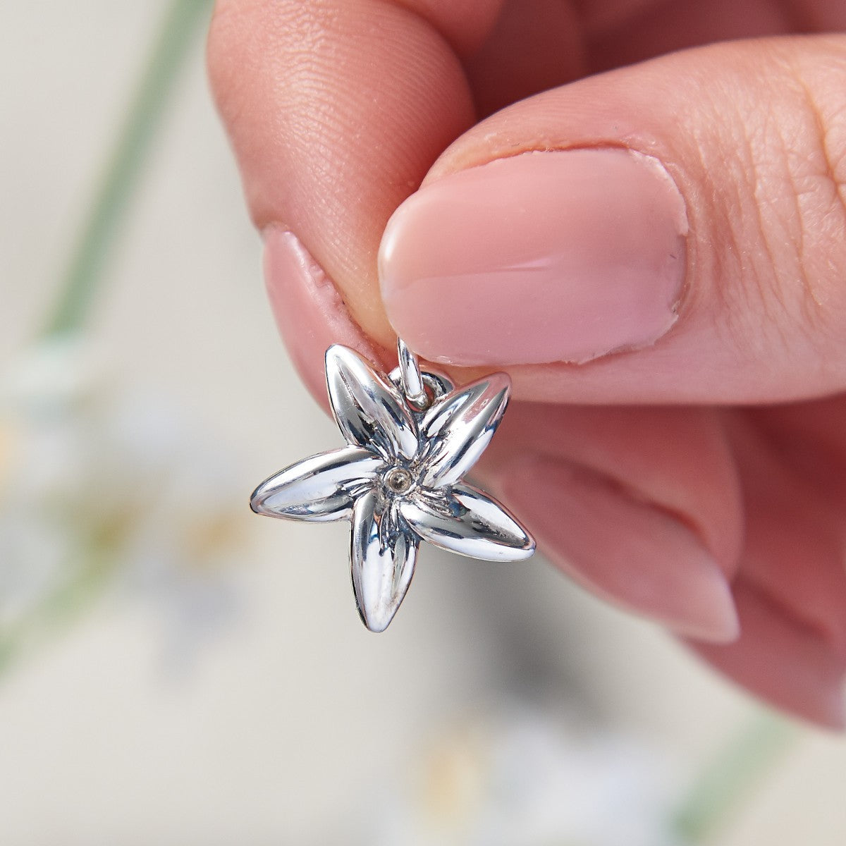 Jasmine Flower Silver Charm