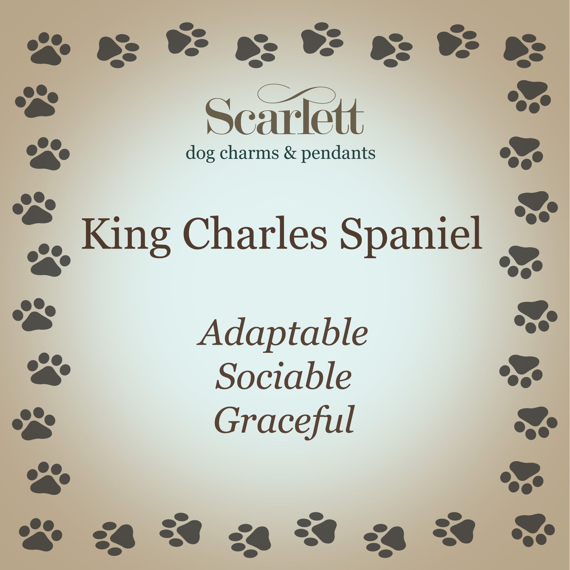 King Charles Spaniel Silver Dog Charm