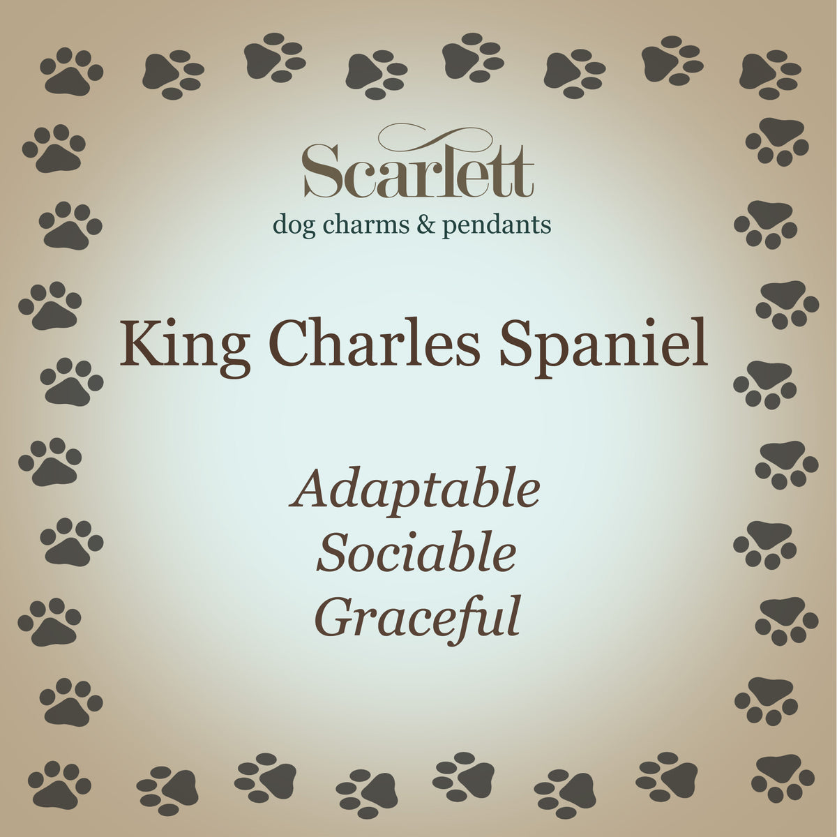 King charles spaniel silver dog charm necklace engraved gift from the dog pet loss Scarlett Jewellery UK