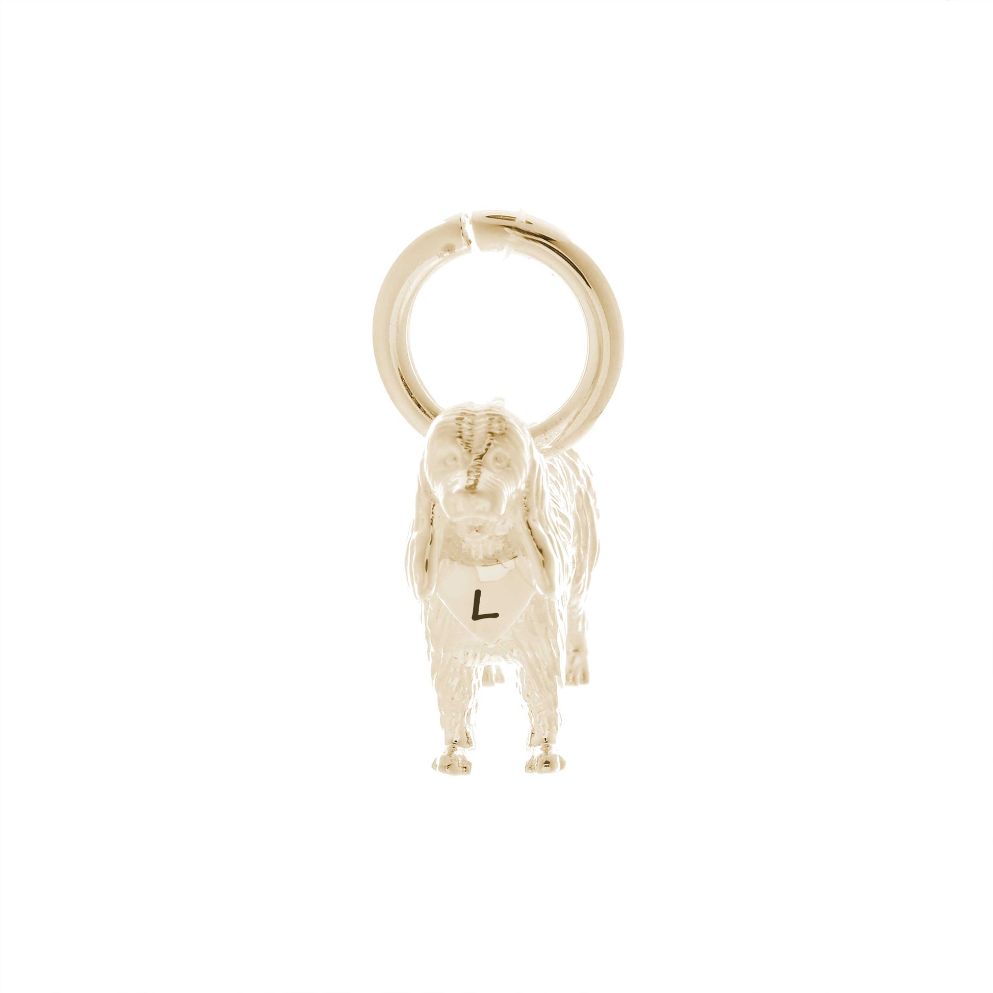 solid gold  king charles spaniel gold dog charm for necklace or bracelet scarlett jewellery