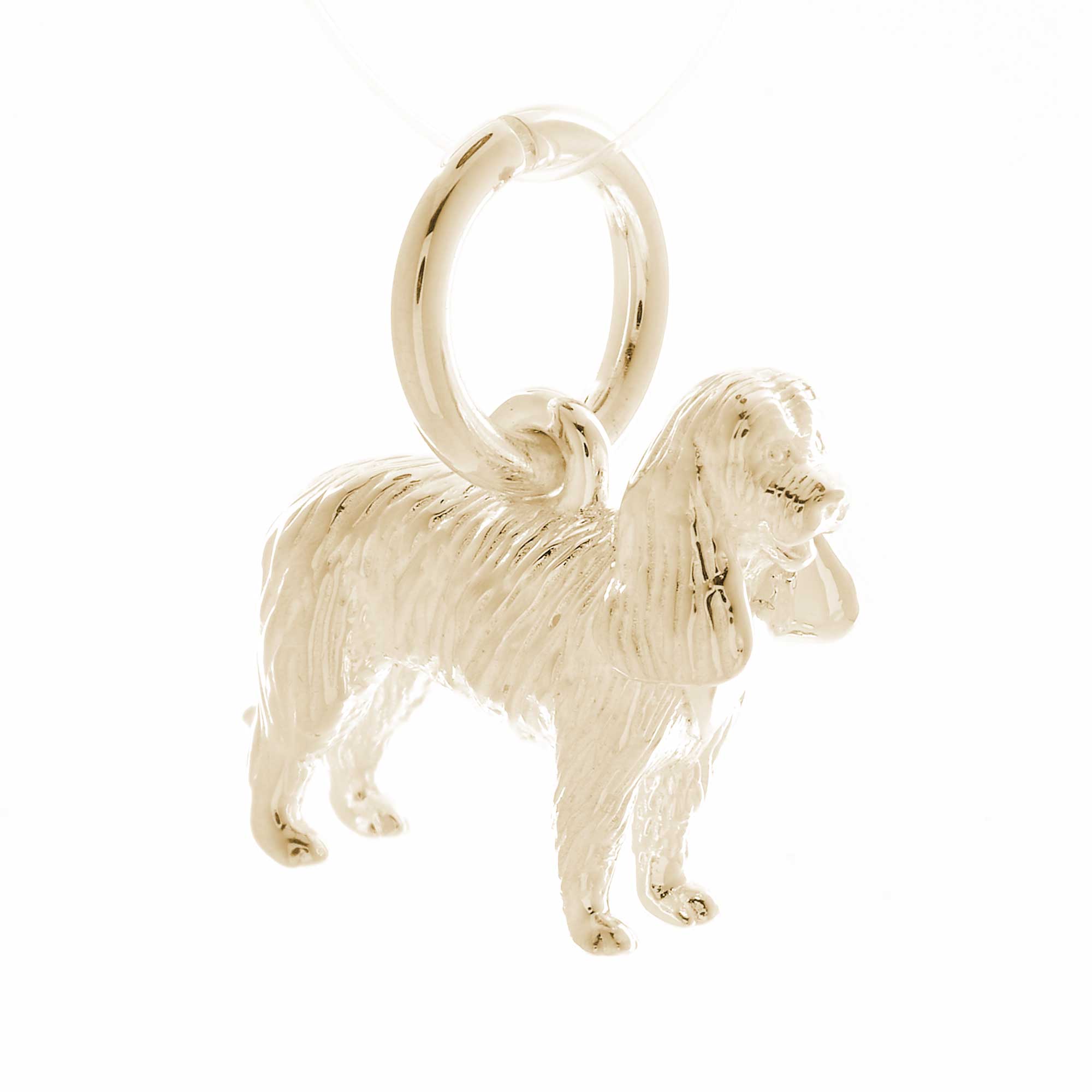solid gold king charles spaniel charm dog owner gift for pet loss lady and the tramp inspired scarlett jewellery Brighton UI