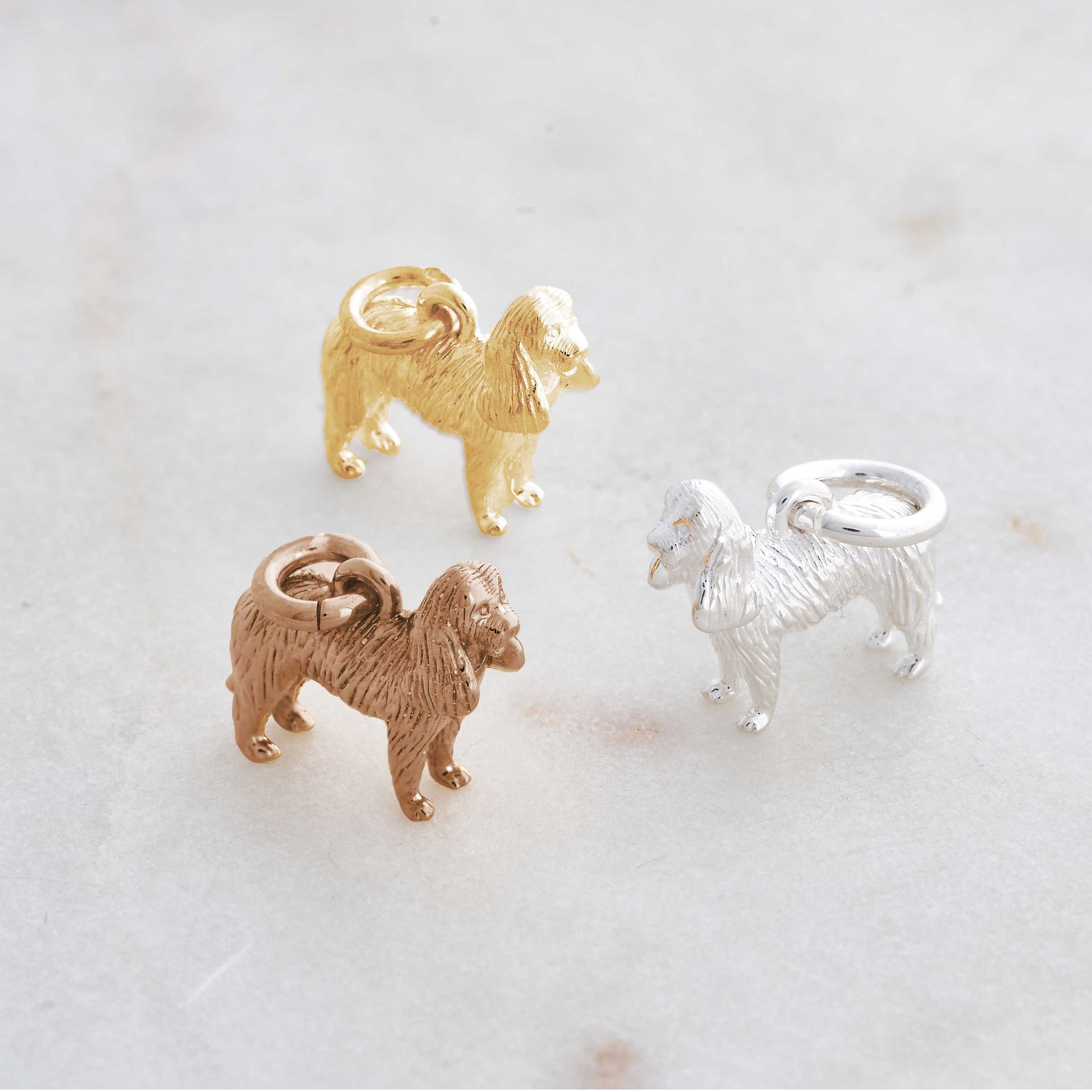 king charles spaniel silver gold rose plated charm