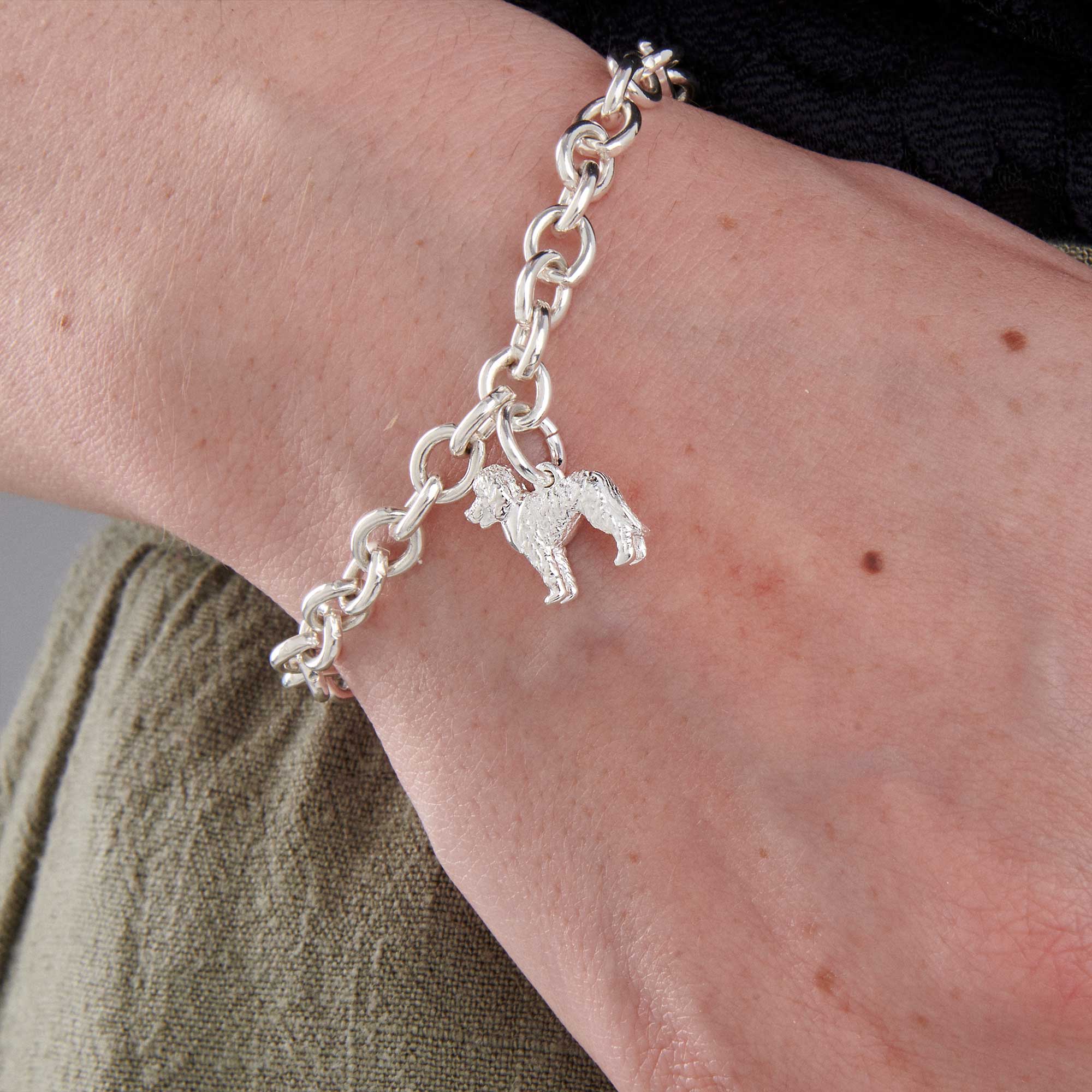 labradoodle silver dog charm bracelet gift for dog breeder