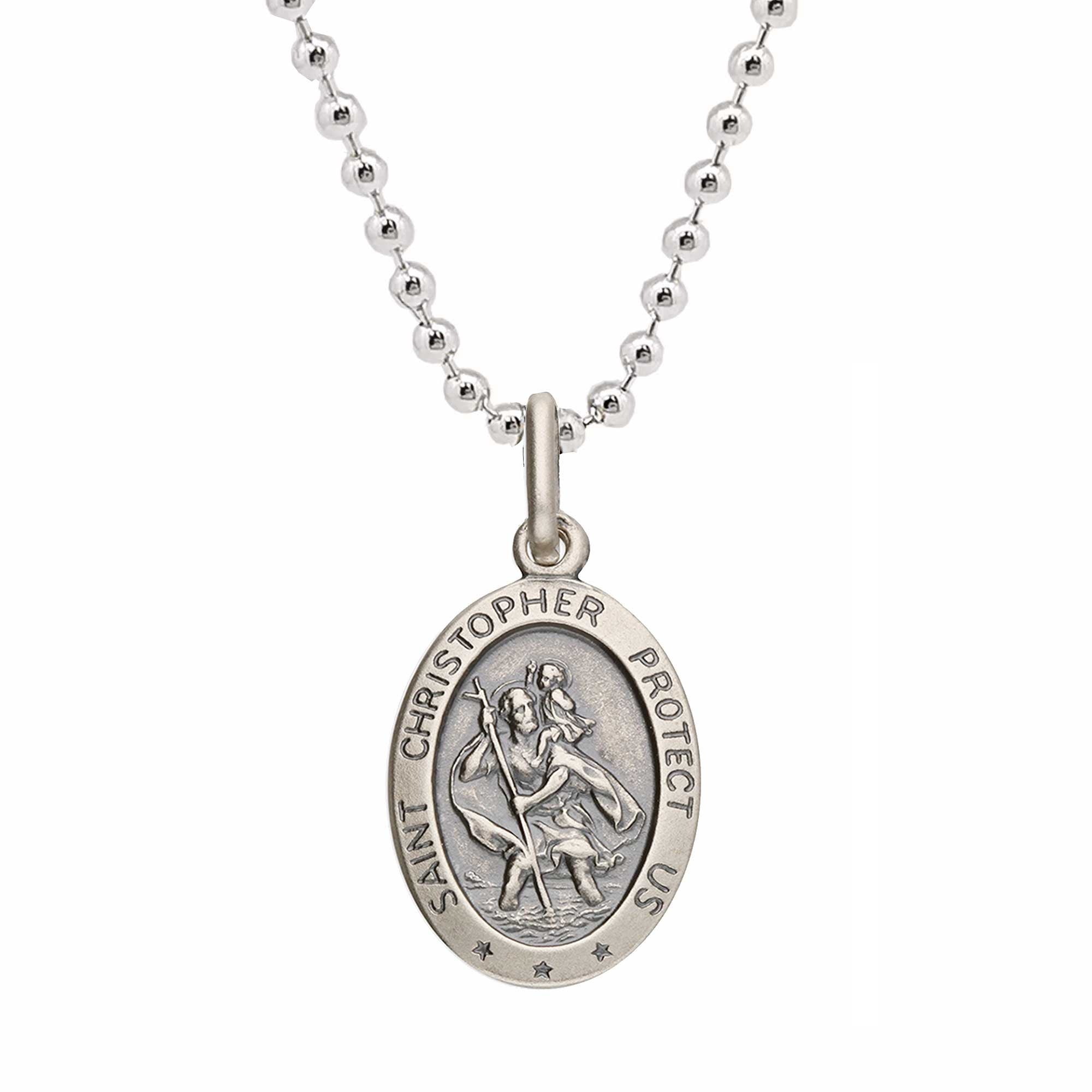 Oval mans saint christopher sterling silver st christopher protect us Off The Map Jewellery
