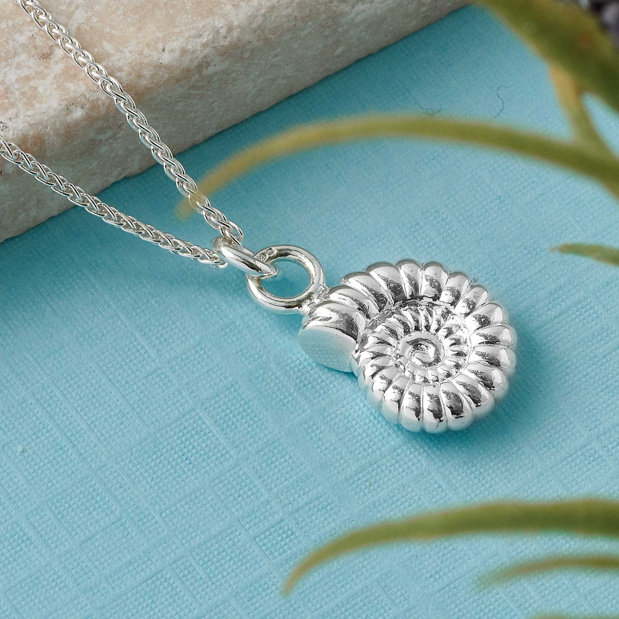 ammonite large silver necklace