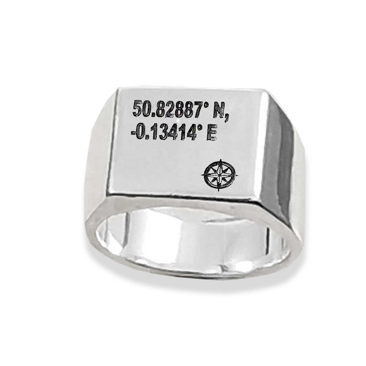 custom coordinates latitude longitude mans signet ring custom engraved gift for husband boyfriend