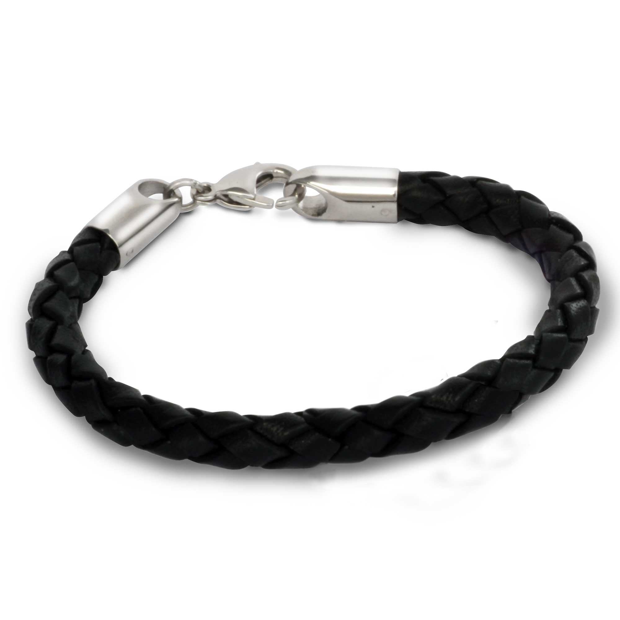 plain black mens leather bracelet scarlett jewellery