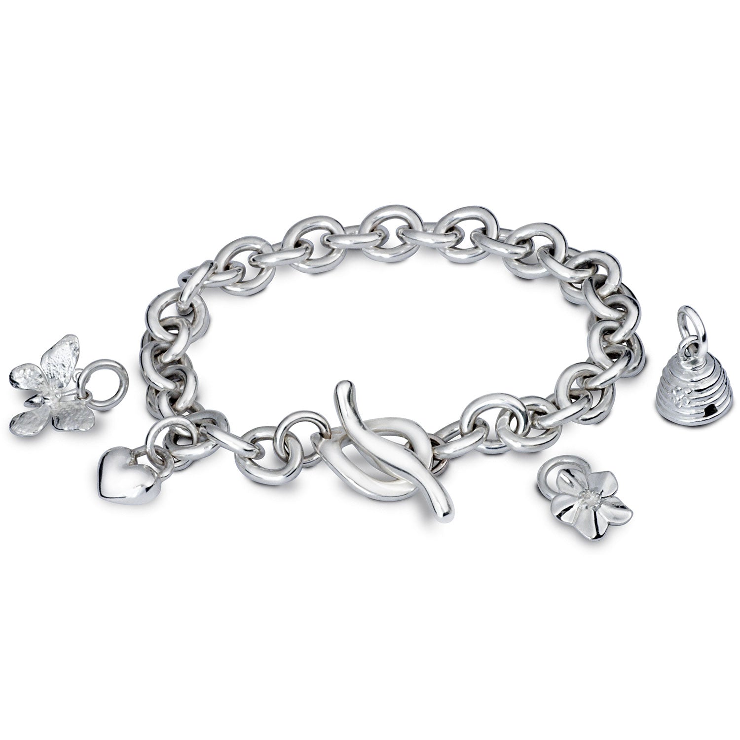 Stainless Steel Women's Bracelet with Charms - Silver