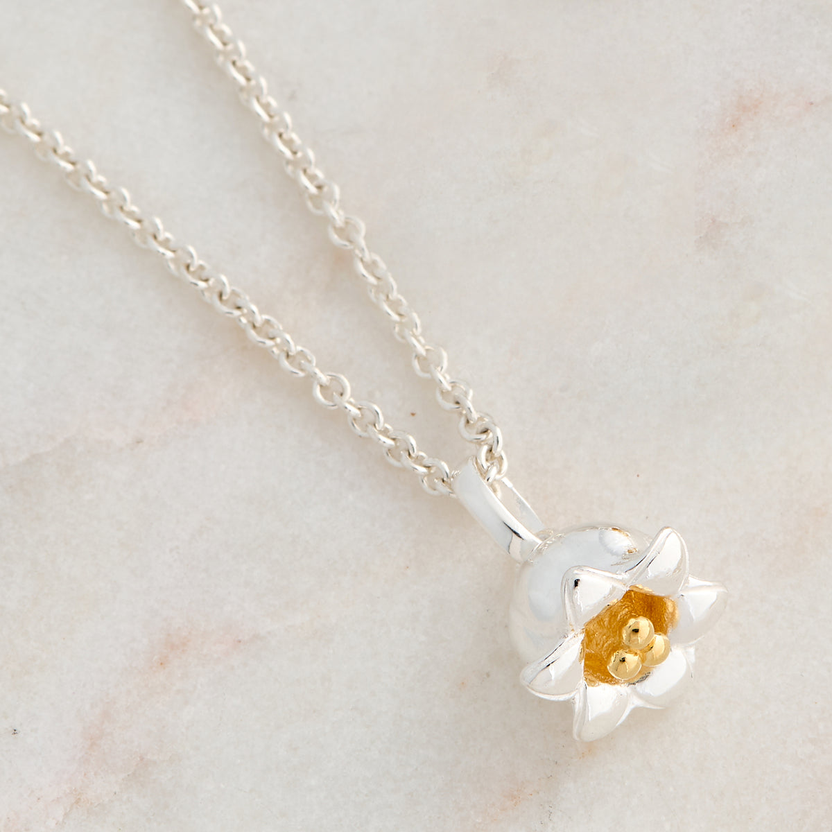 llily of the valley silver and gold necklace chelsea flower show Scarlett Jewellery