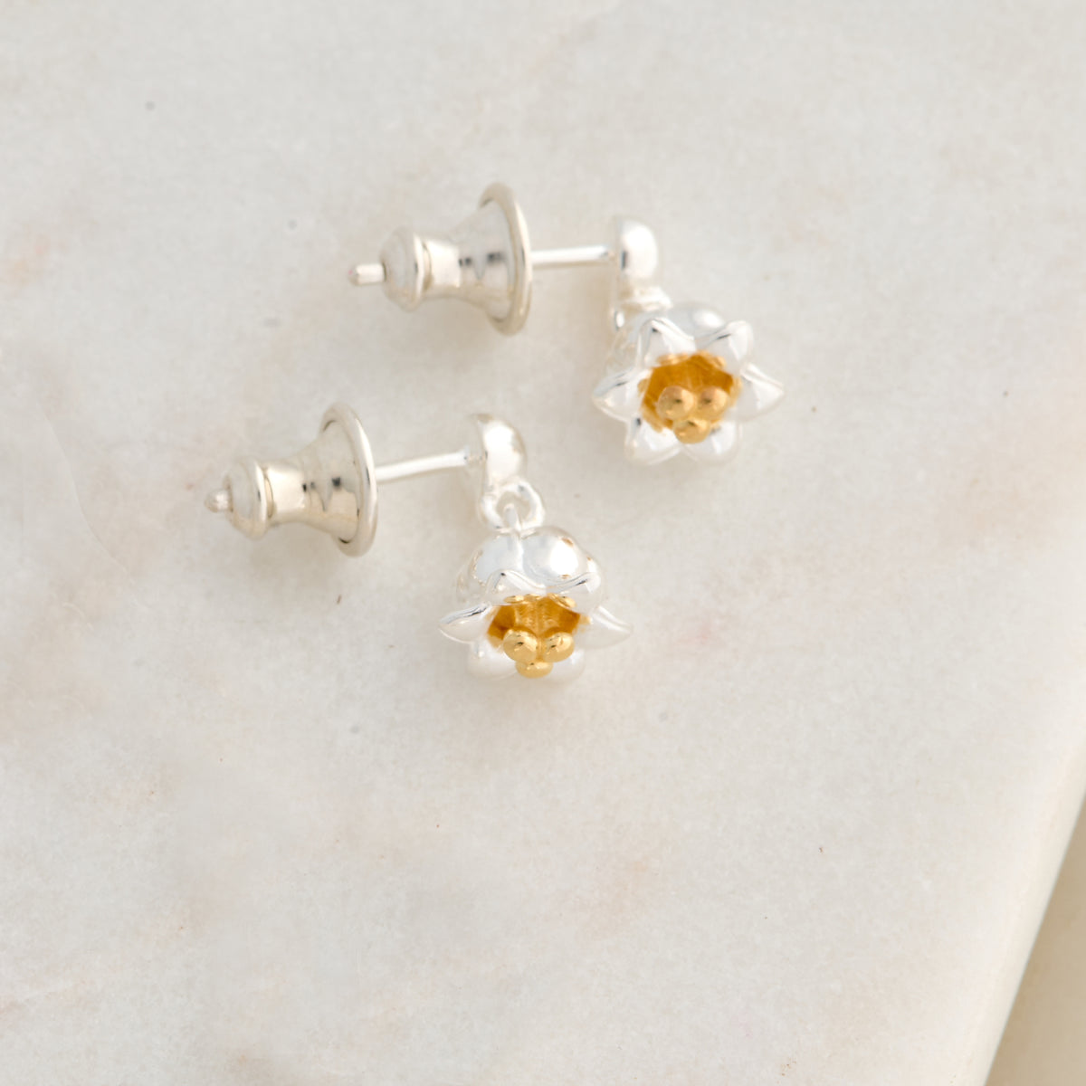 drop earrings lily of the valley silver and gold vermeil