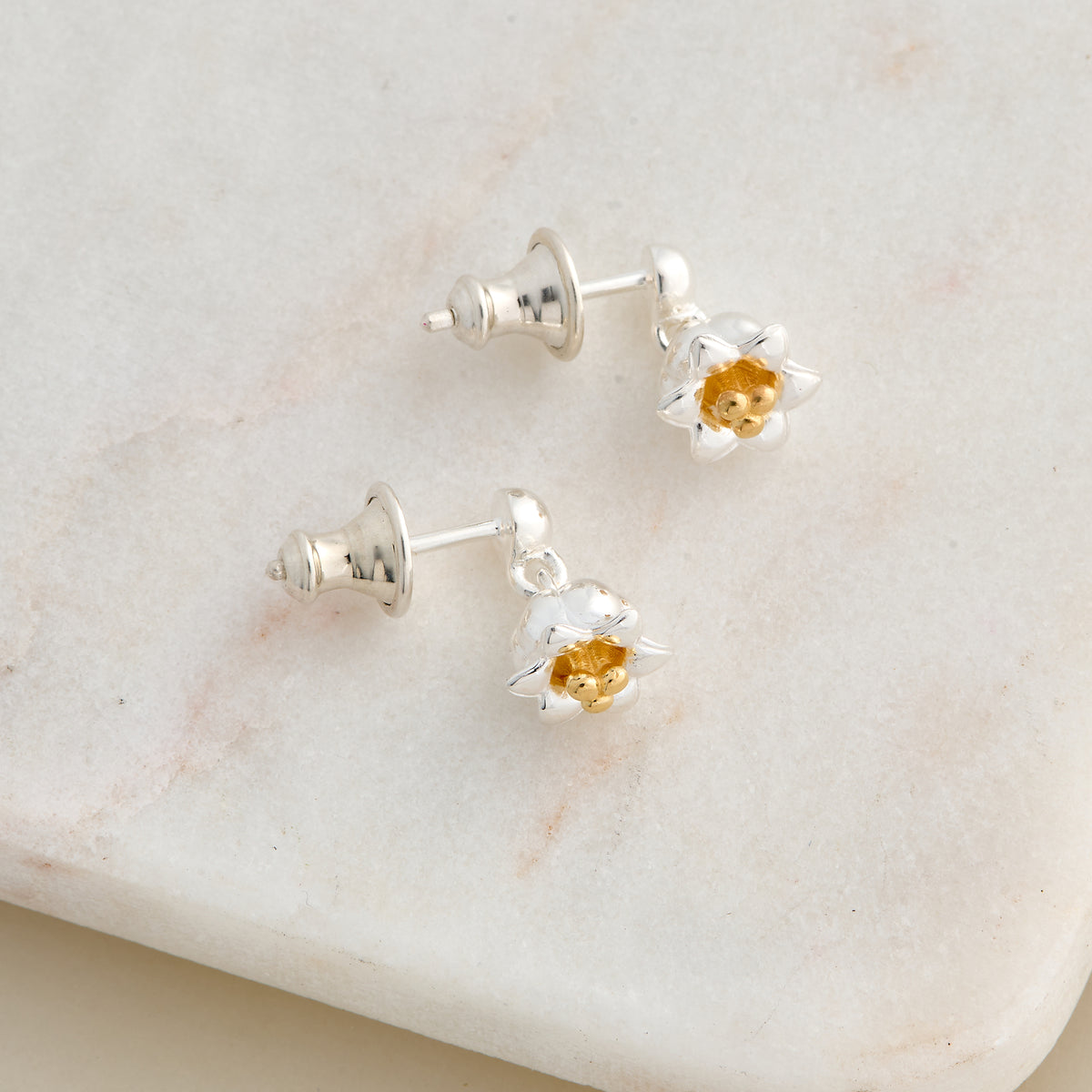 drop earrings lily of the valley silver and gold vermeil