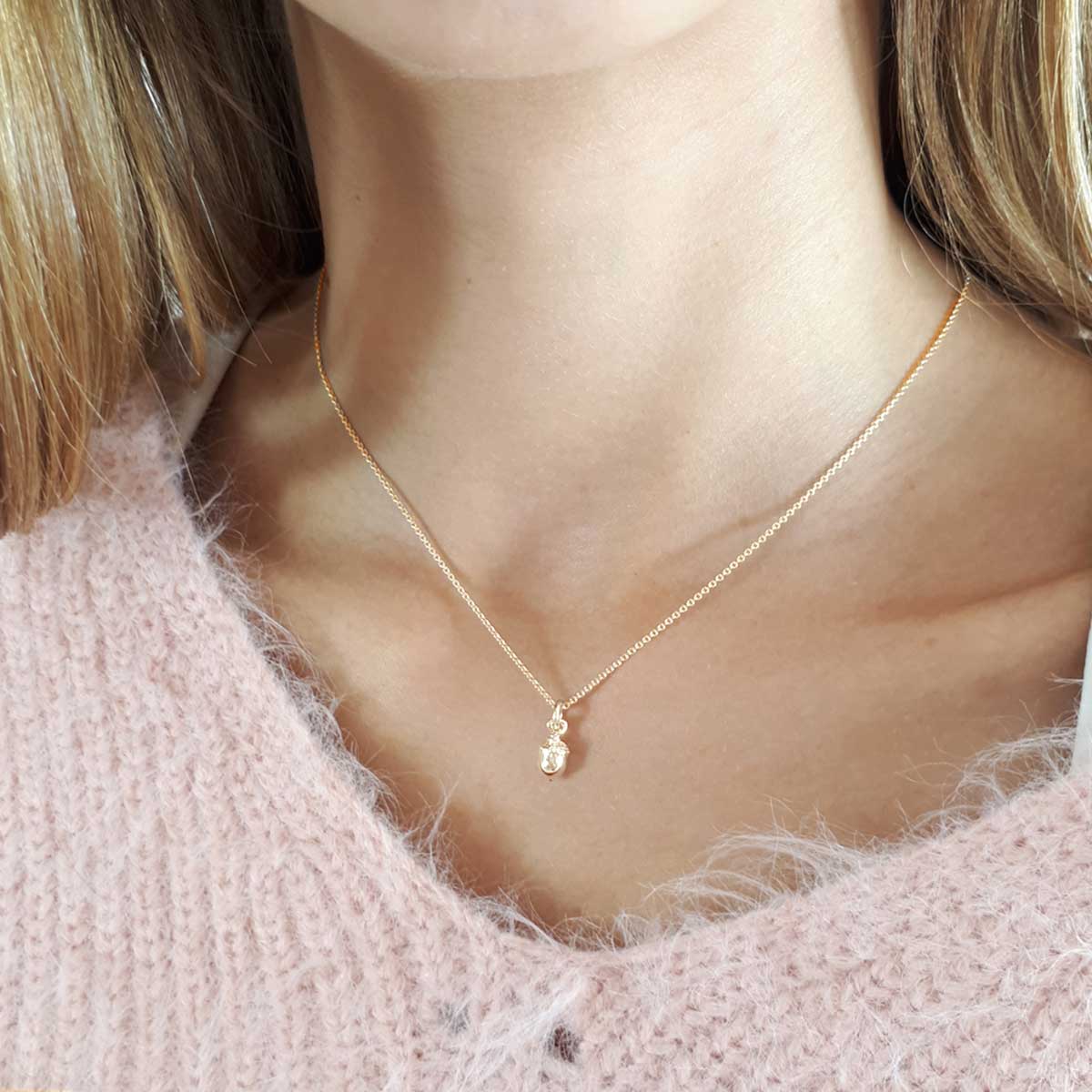 Solid rose gold acorn necklace designer Scarlett Jewellery Brighton