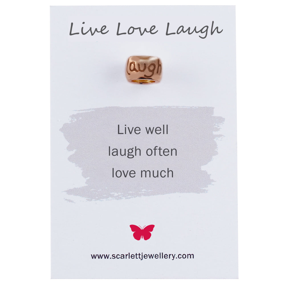 Live Love Laugh Positive Quote Rose Gold Charm Scarlett Jewellery