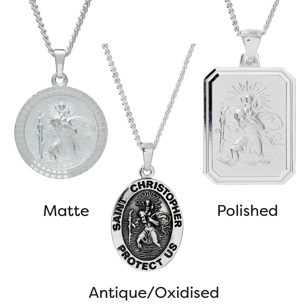 St Christopher Large Dodecagon Personalised Silver Necklace