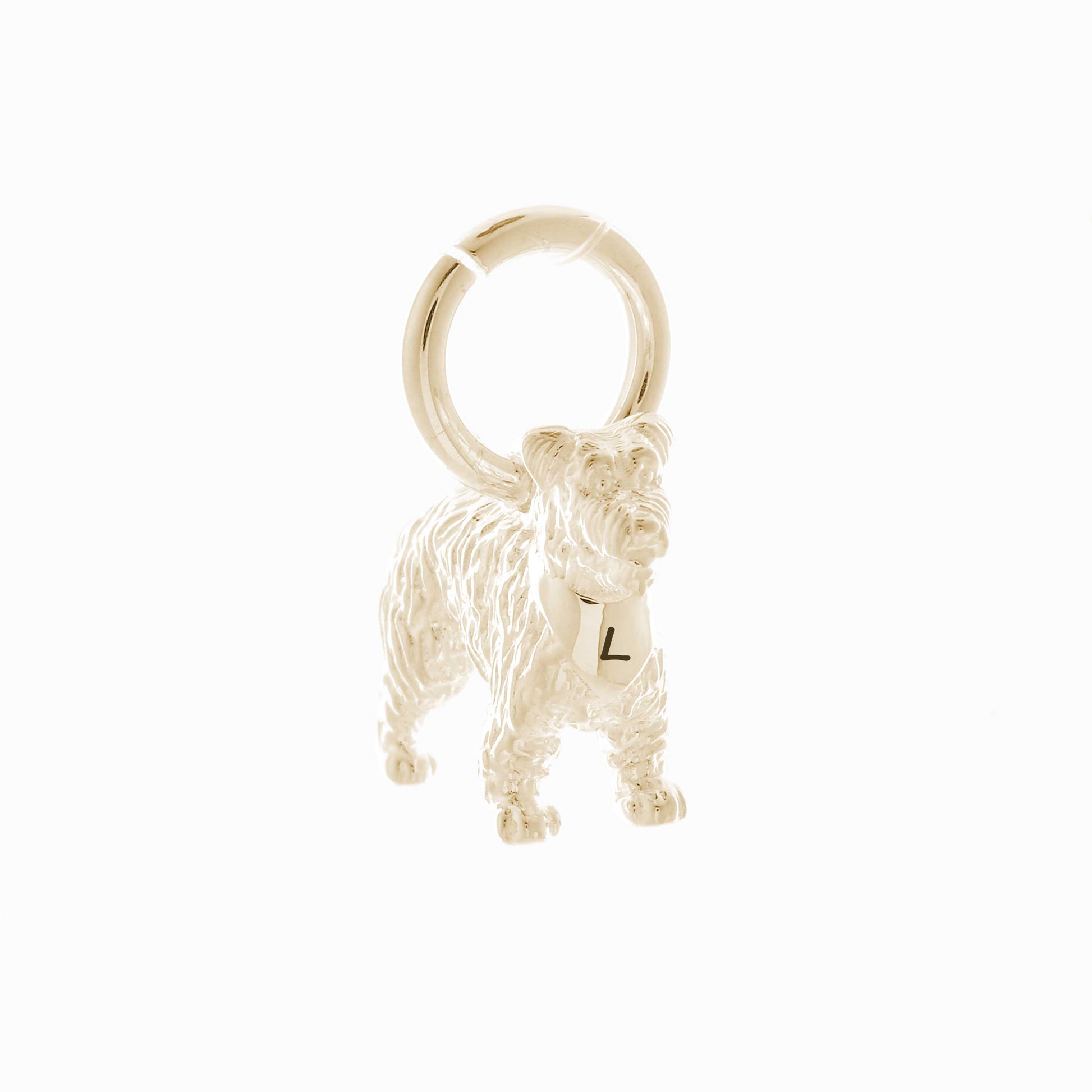 solid gold  miniature schnauzer gold dog charm for necklace or bracelet scarlett jewellery