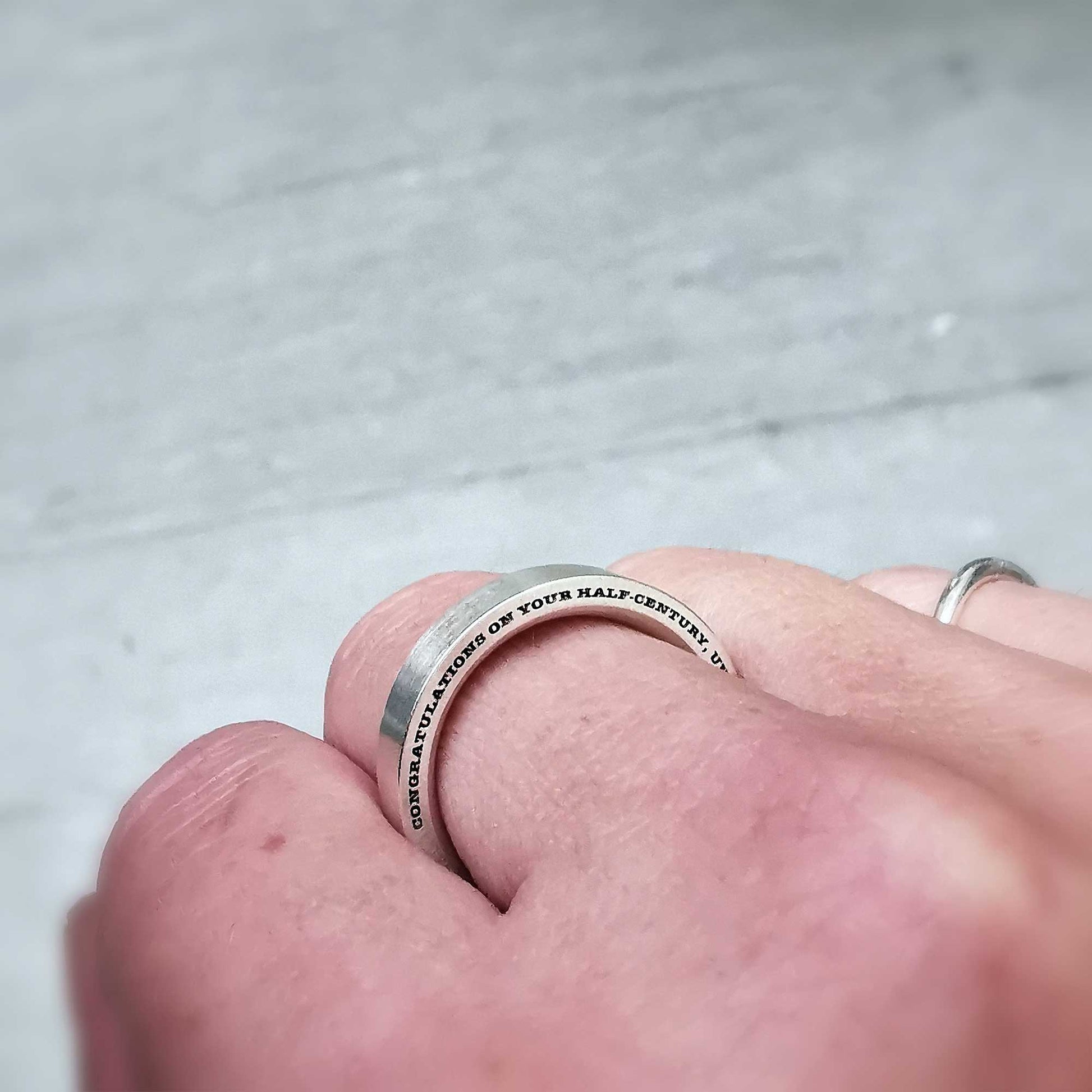 secret message mens personalised ring engraved on edge scarlett jewellery
