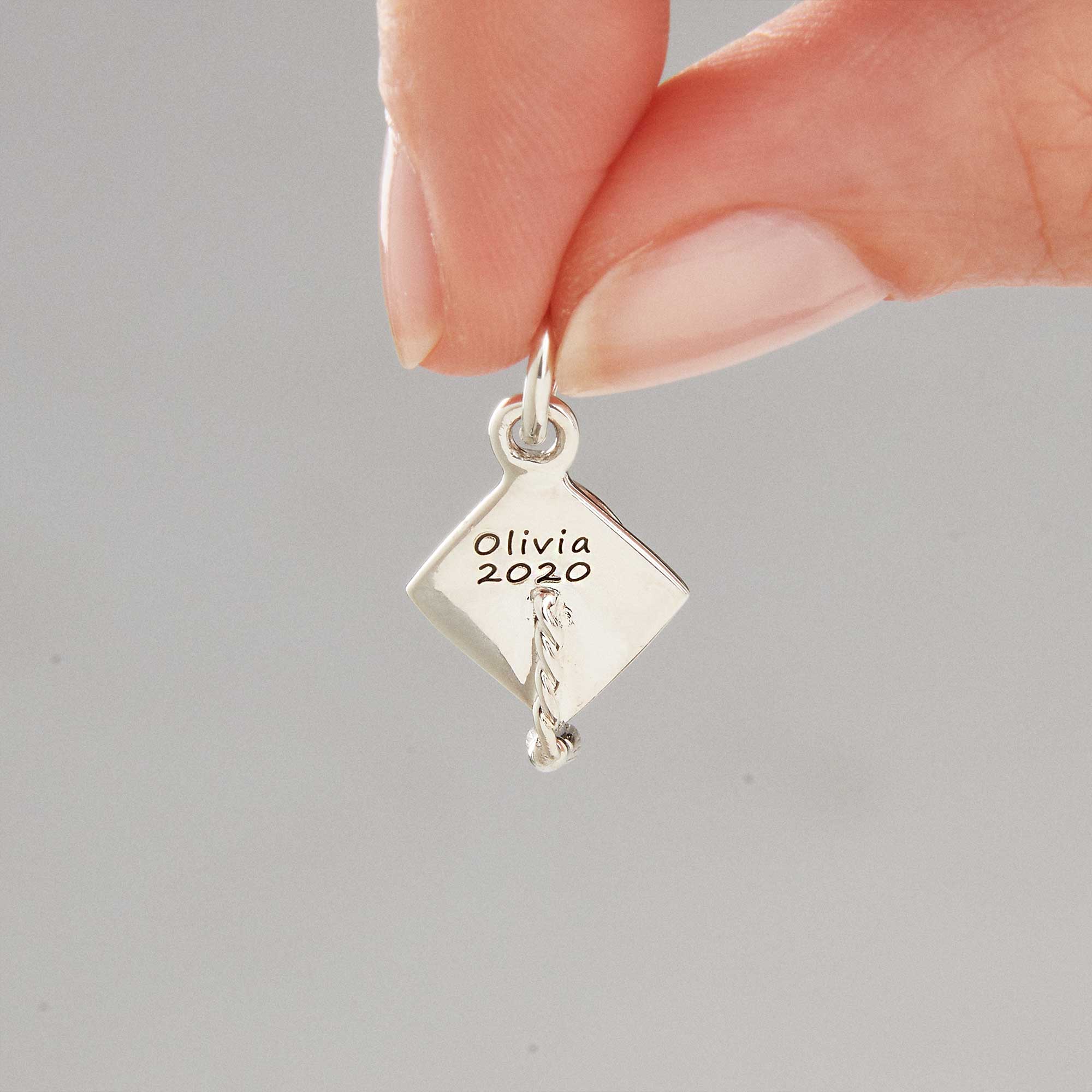 engraved graduation cap charm scarlett jewellery