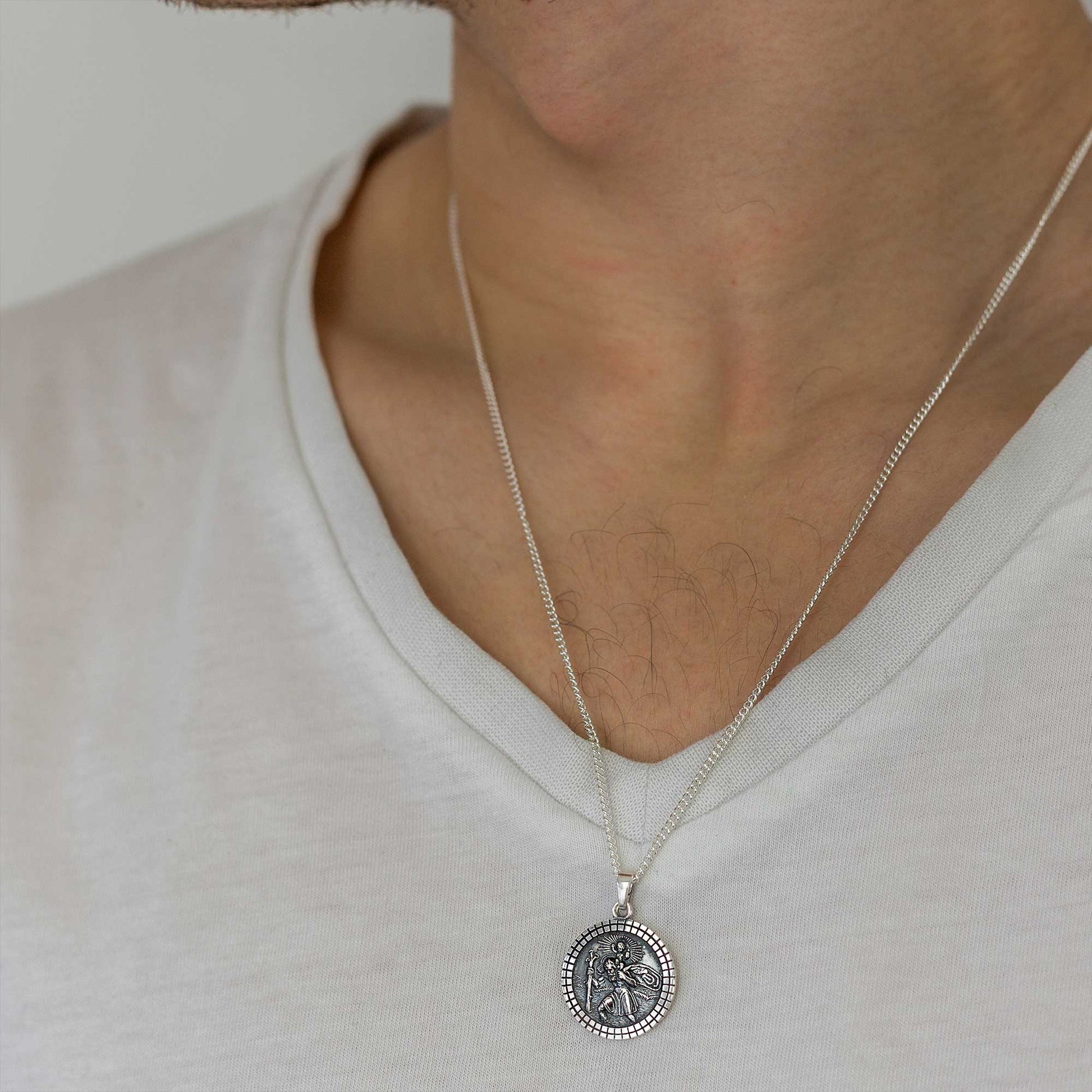mens large saint christopher medal 18th 21st birthday present grandson son brother husband