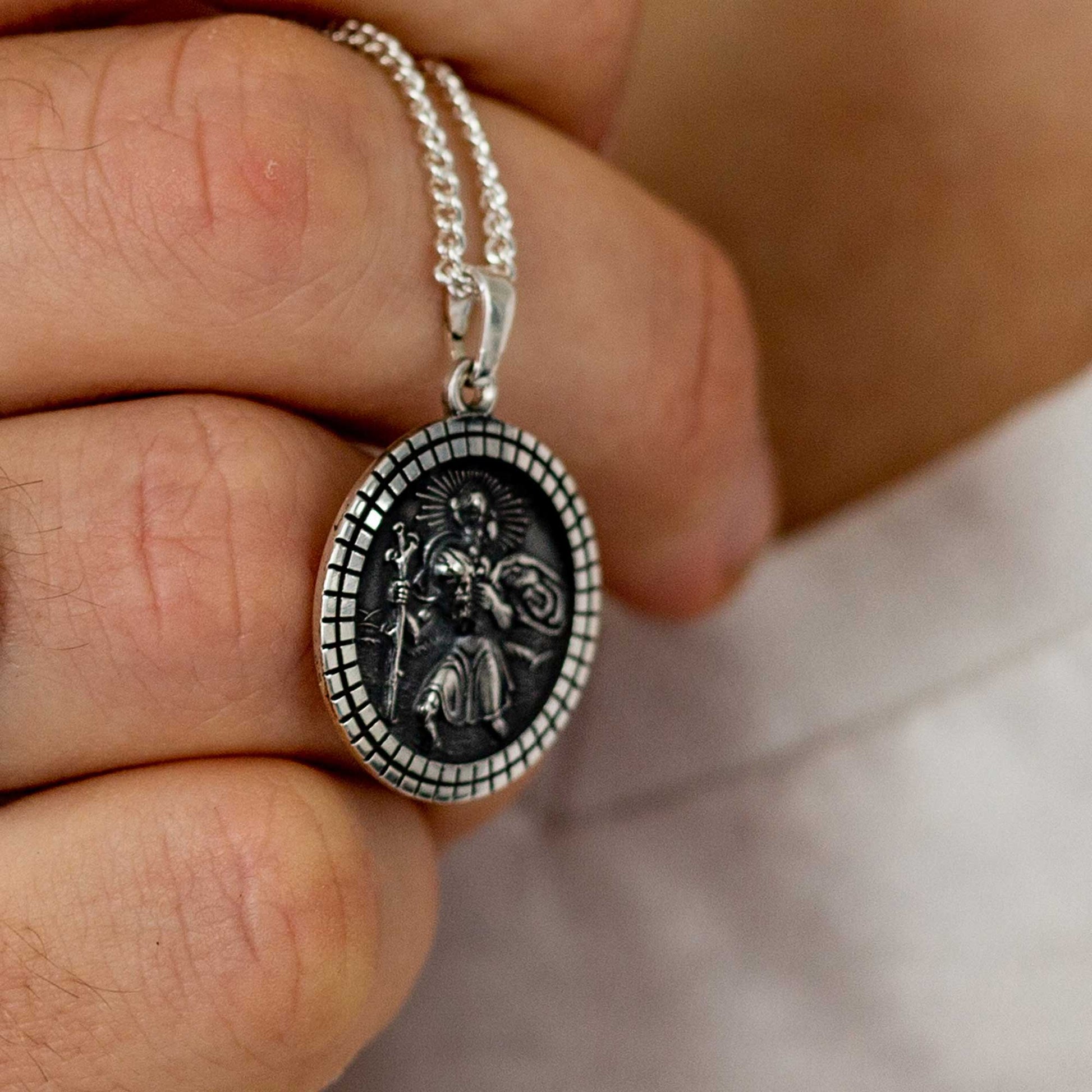 mens large saint christopher medal 18th 21st birthday present grandson son brother husband