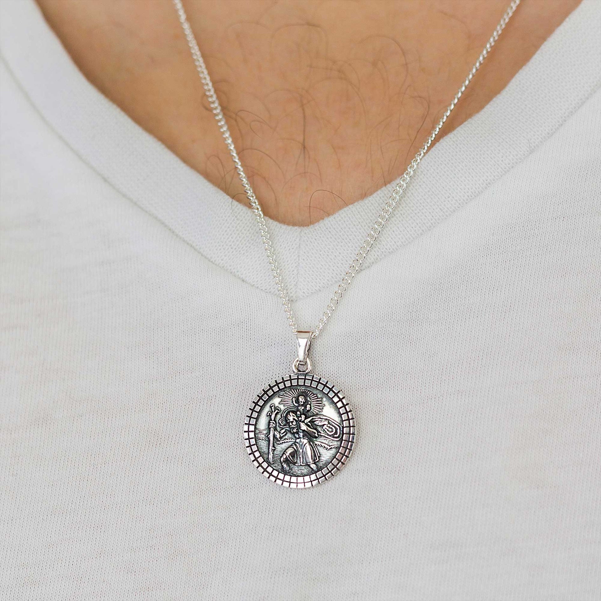 mens large saint christopher medal 18th 21st birthday present grandson son brother husband