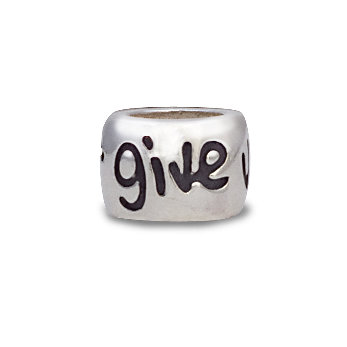 Never give up positive engraved silver charm gift for bracelets