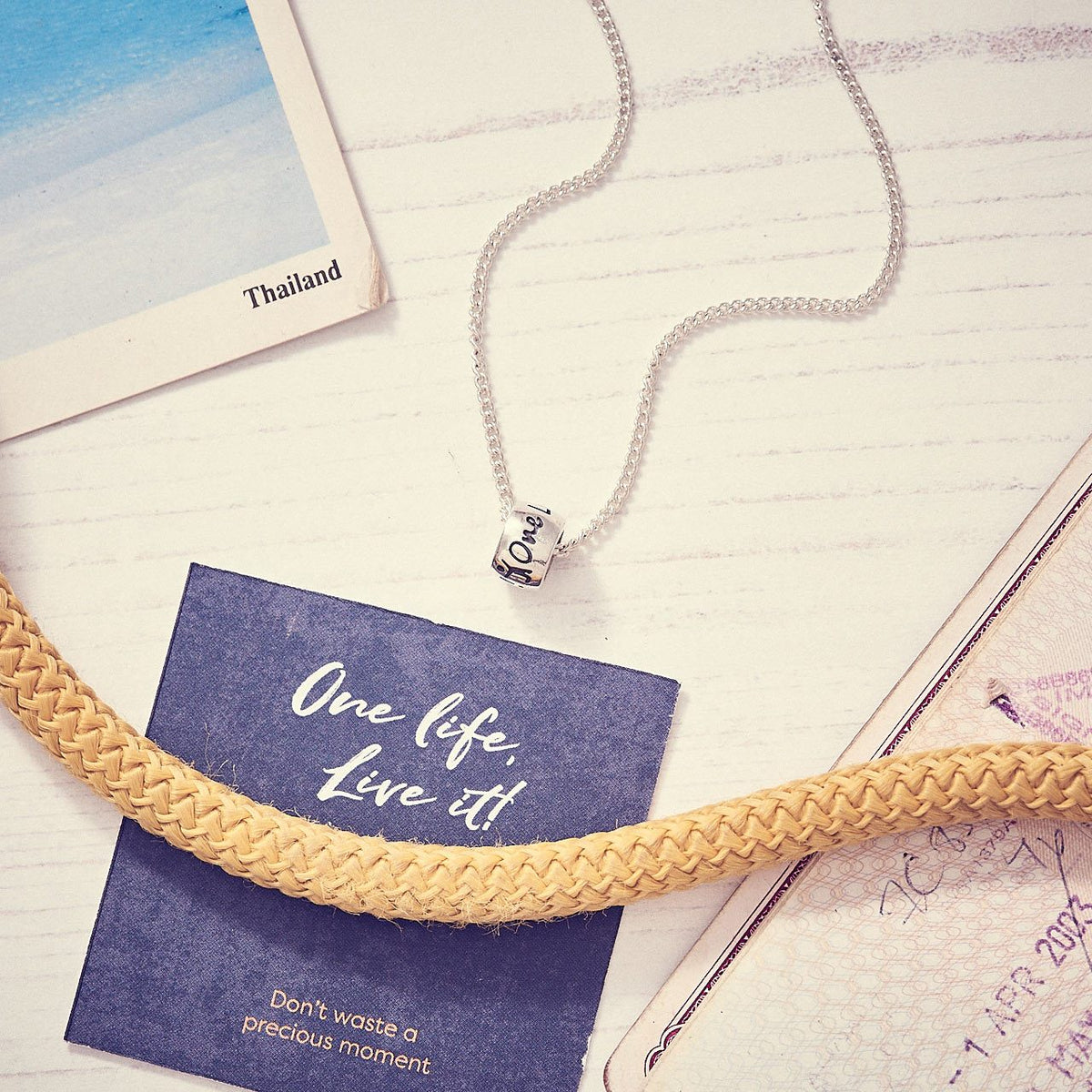 One Life, Live It! Solid Silver Adventurers and Traveler Necklace