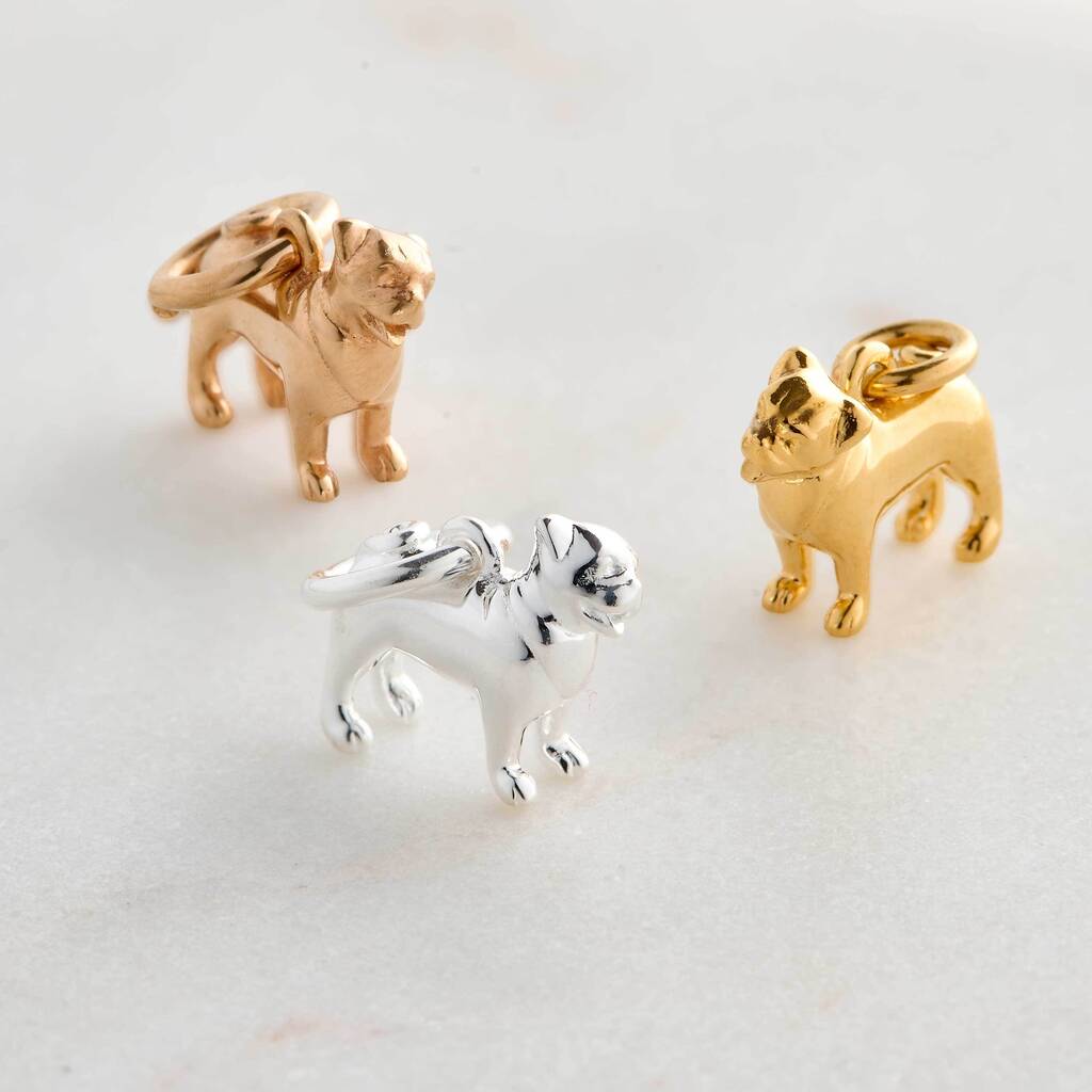silver gold rose gold pug dog charm scarlett jewellery